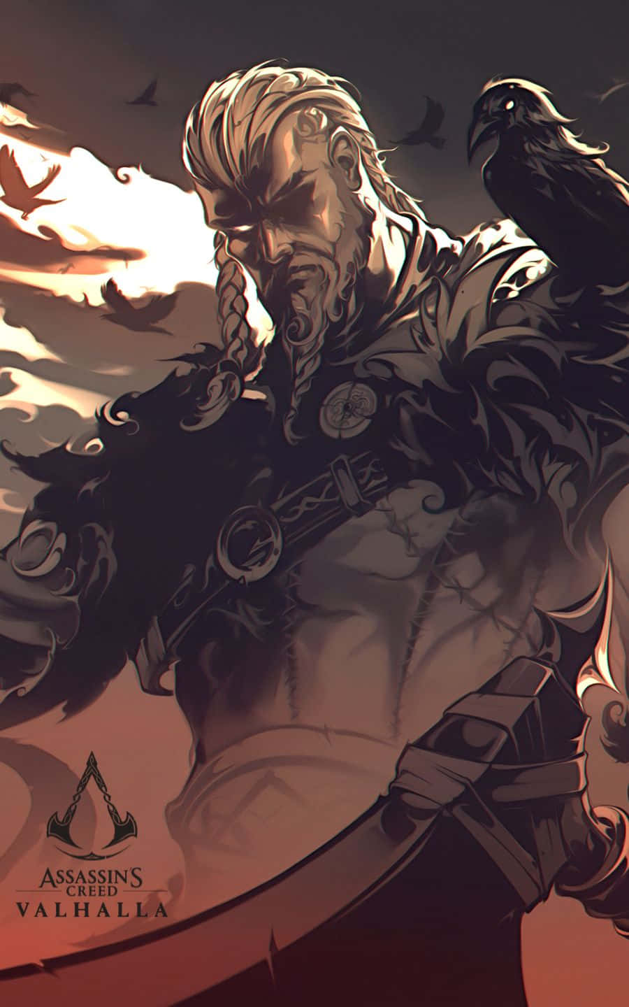 에이보르 디지털 페인팅 1440p 어쌔신 크리드 발할라 배경 배경화면