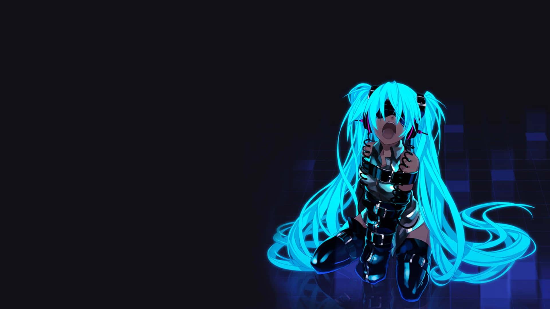 1920x1080 애니메이션 하츠네 미쿠 발광 블루 배경화면