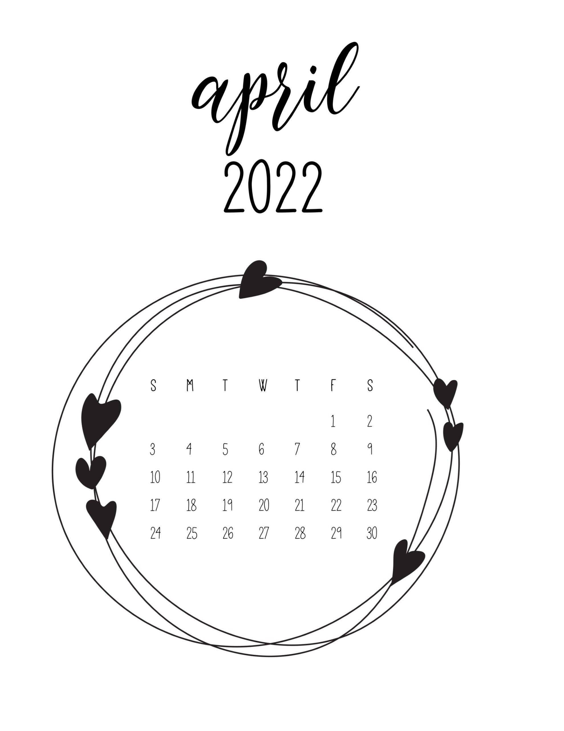흑백 2022년 4월 달력 배경화면