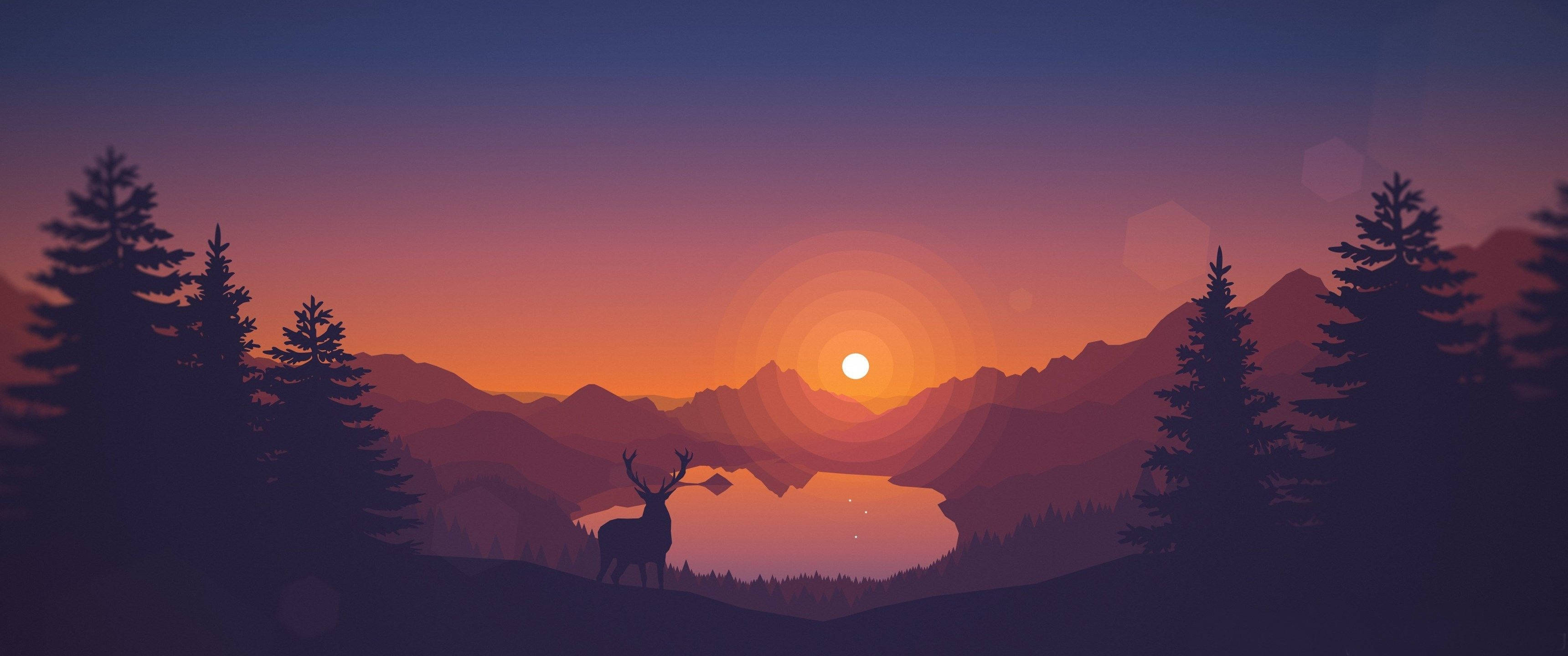 3440x1440 미니멀리스트 선셋 밸리 배경화면