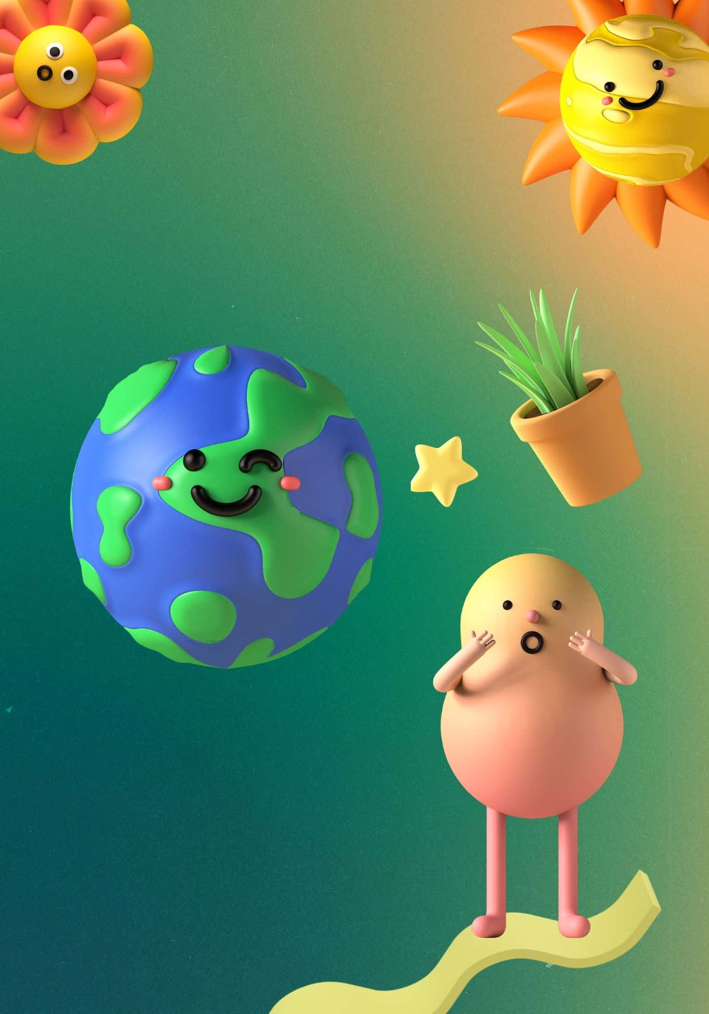 쿨한 3D 귀여운 얼굴들 배경화면