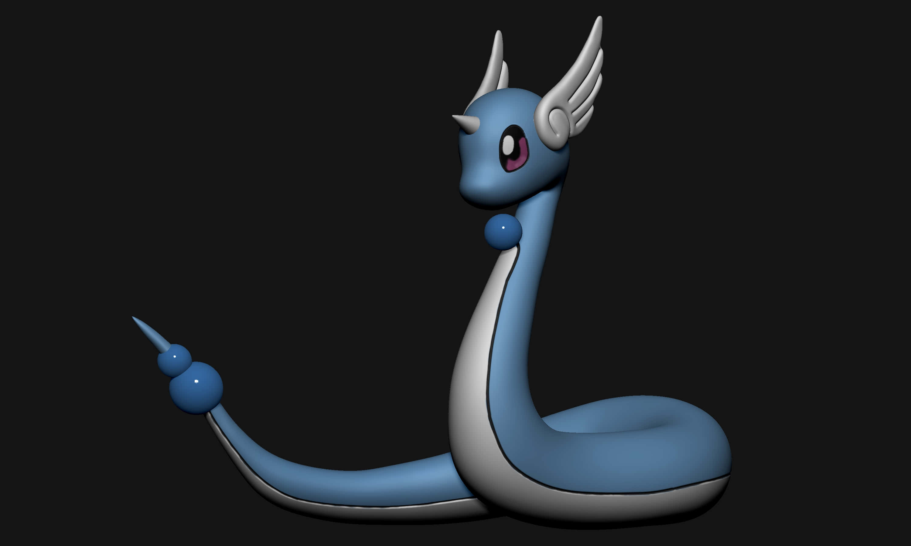 3D Dragonair 포켓몬 검정 배경 배경화면