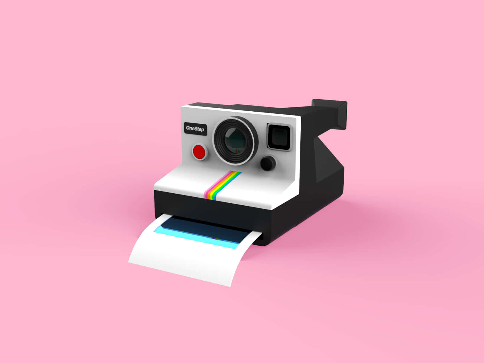 핑크 3D 모델 폴라로이드 카메라 사진 배경화면
