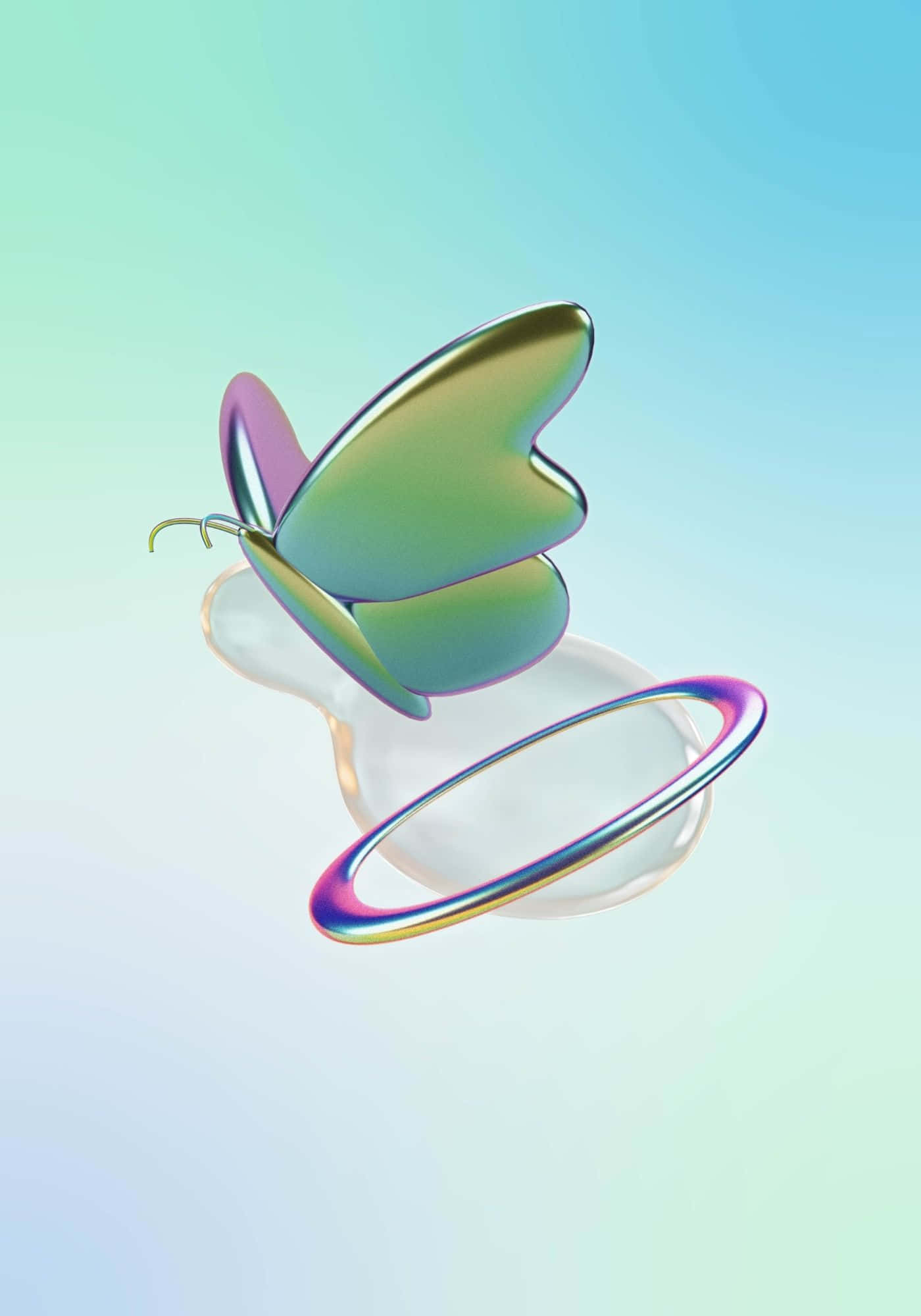 시원한 3D 광택 나비 배경 배경화면