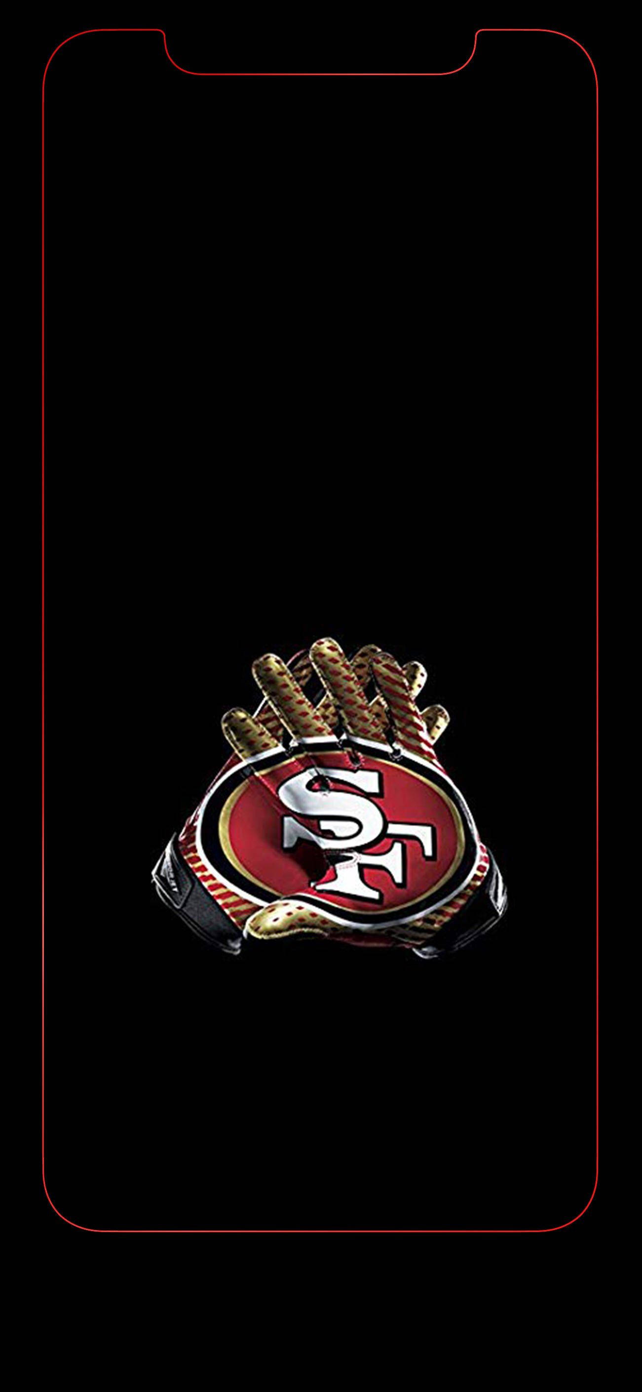 검정 배경의 49ers SF 로고 장갑 배경화면