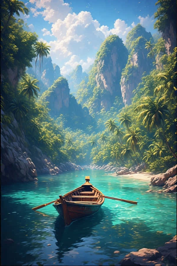 롱테일 보트와 석회암 절벽 열대 낙원 4K 배경화면