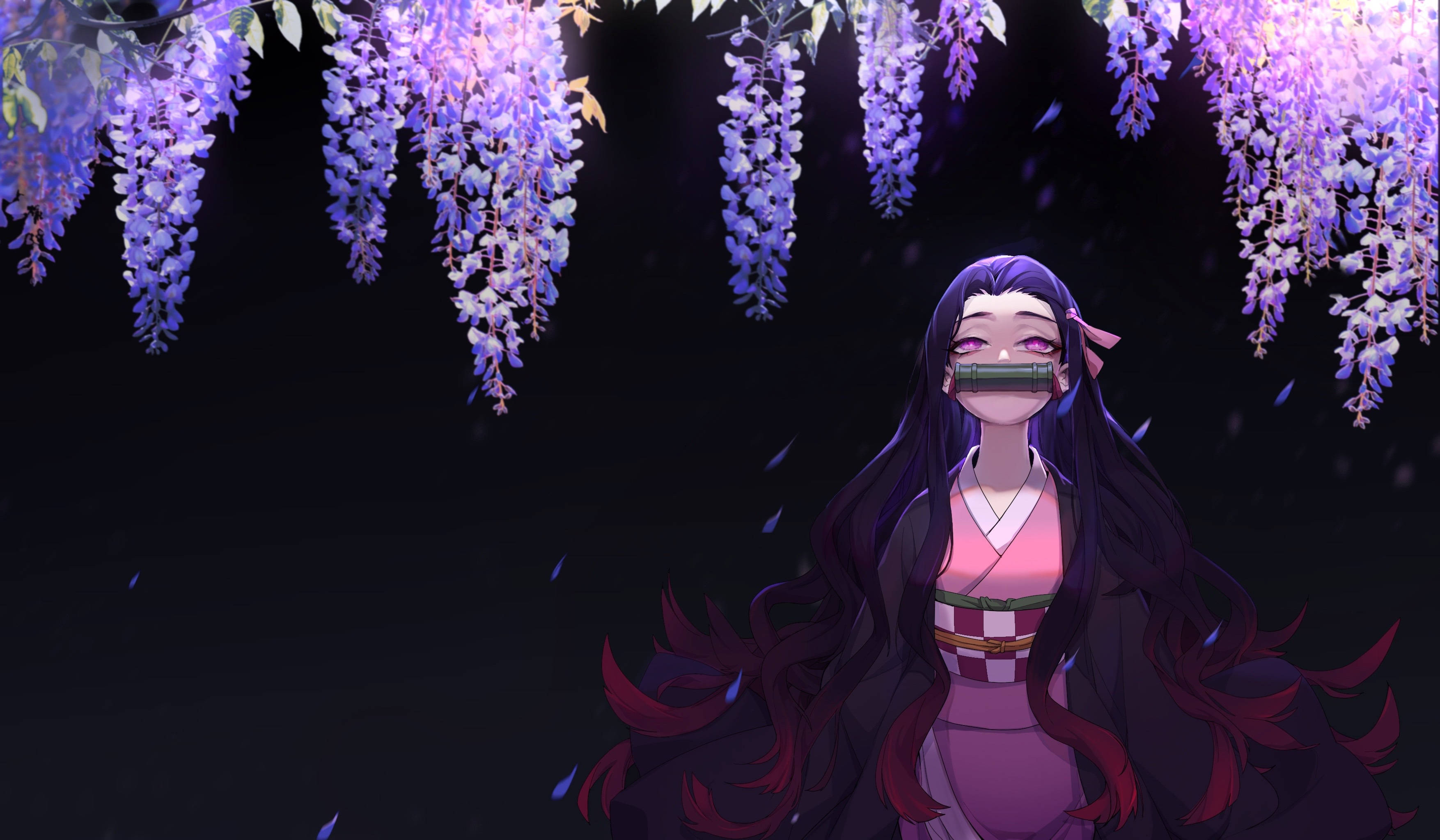 귀멸의 칼날 4K 네즈코 등나무 배경화면