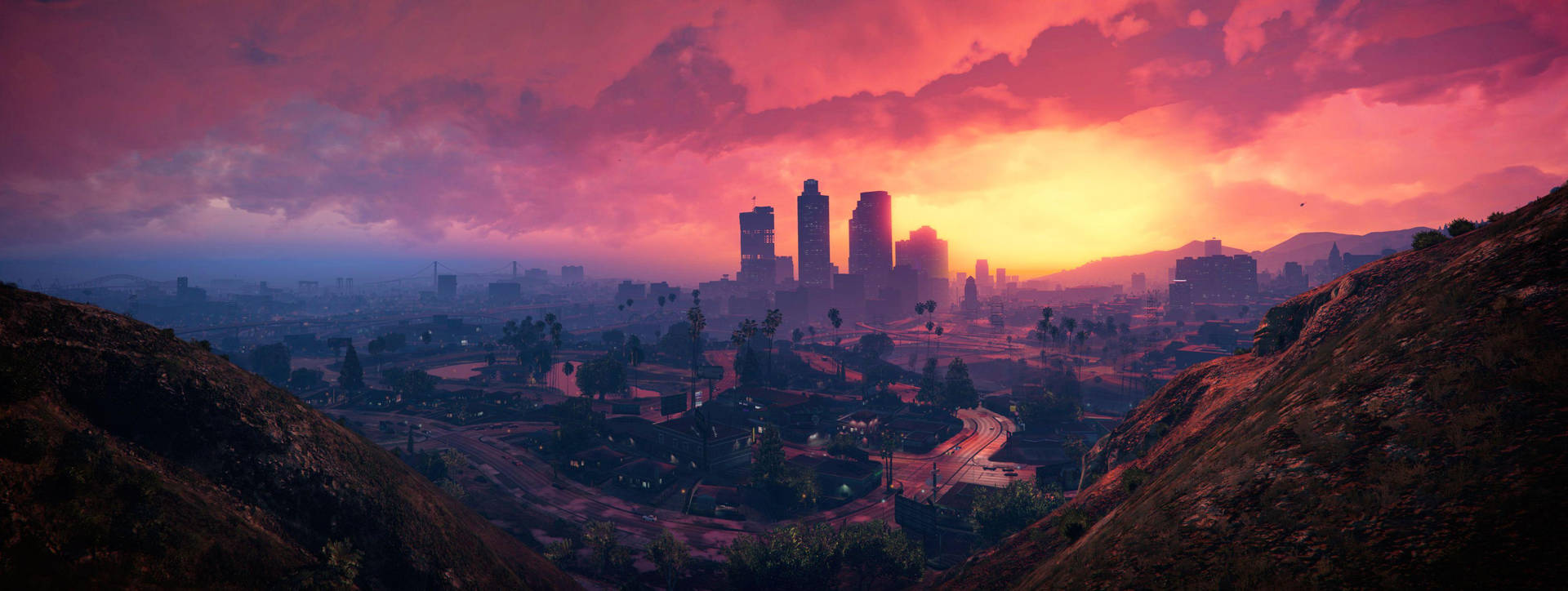 4K GTA 5 로스 산토스 도시 스카이라인
