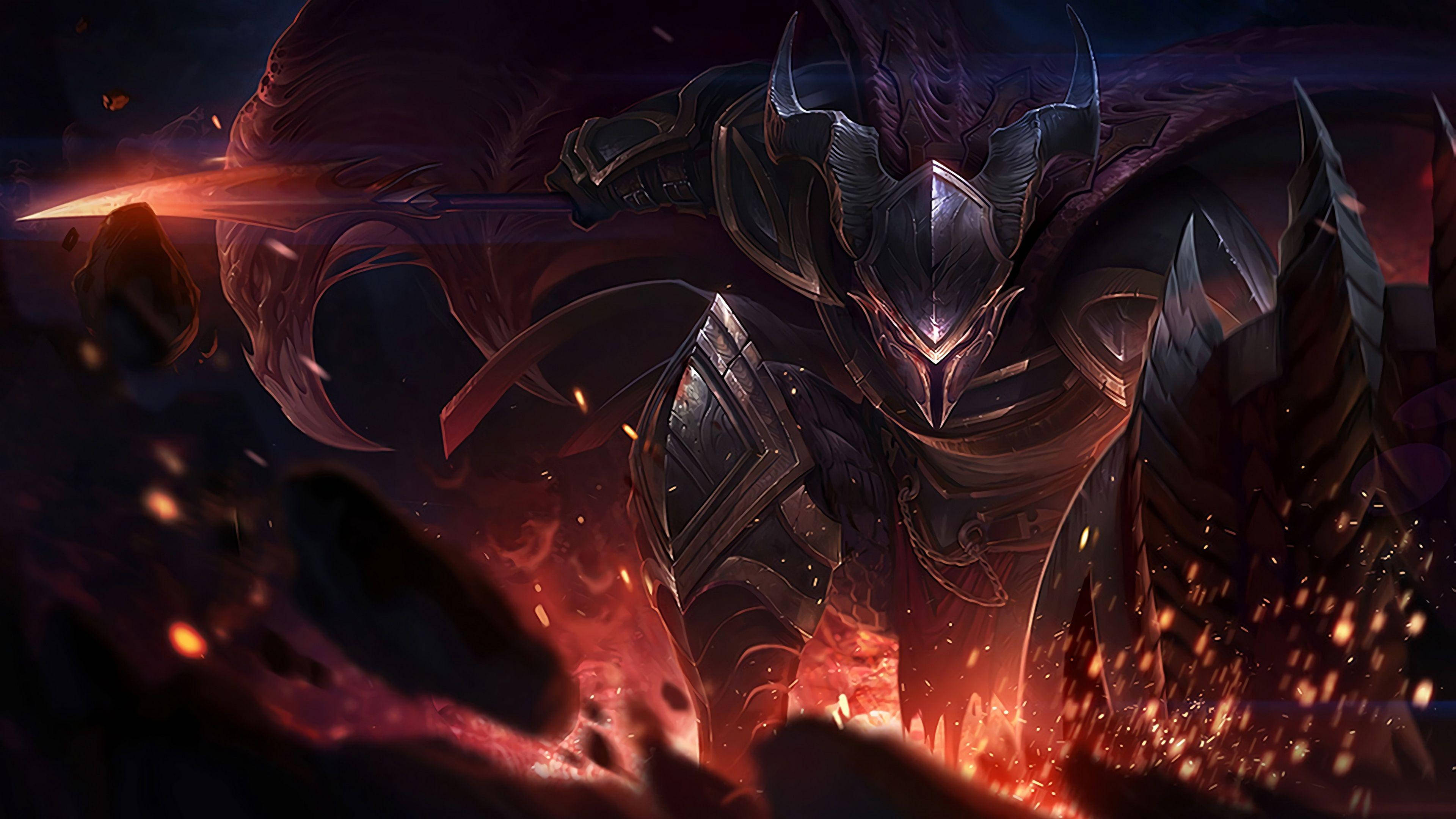 4K LOL 판테온 불꽃 배경화면