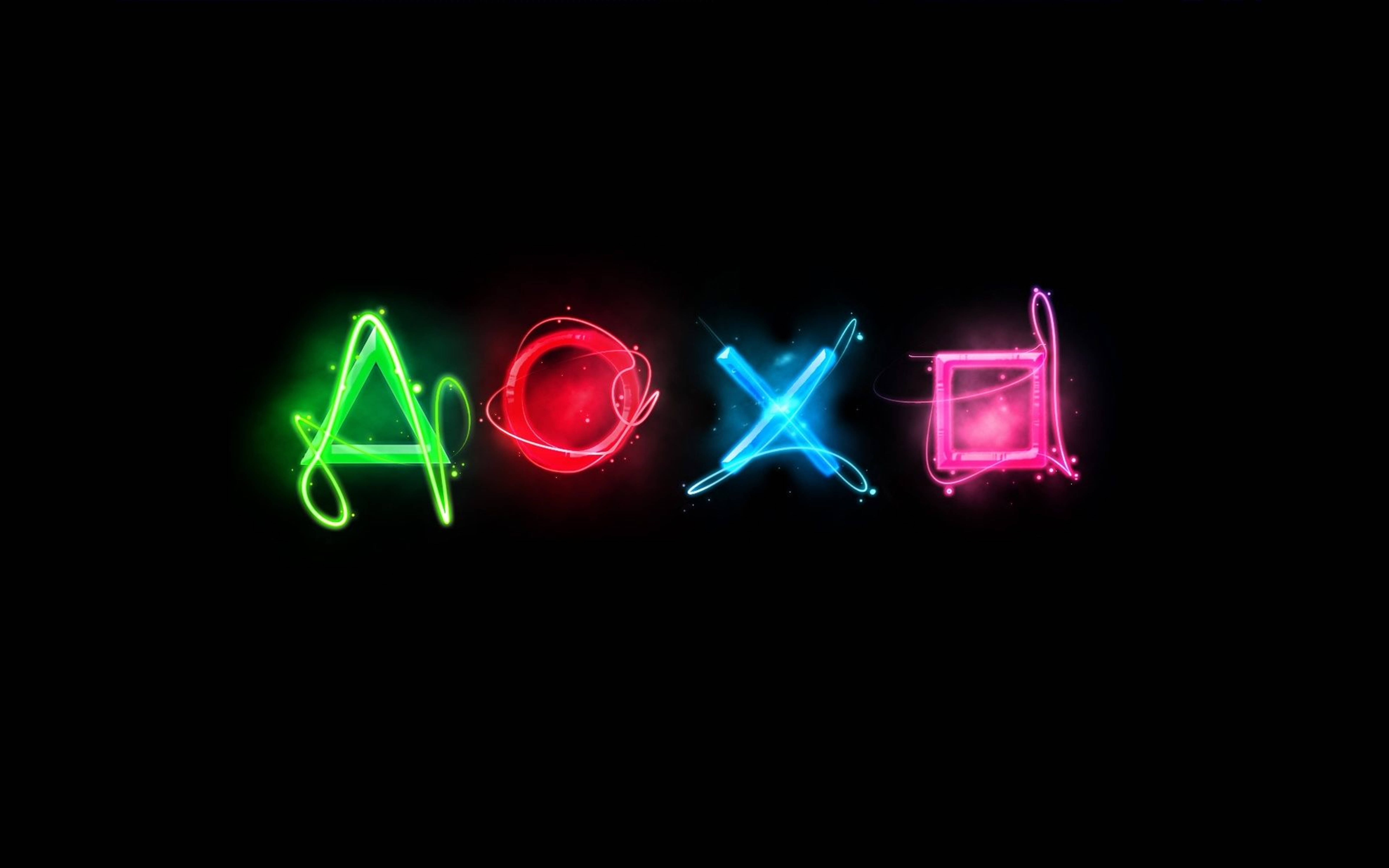 액션 버튼 로고 네온 디자인 4K PS4 배경화면