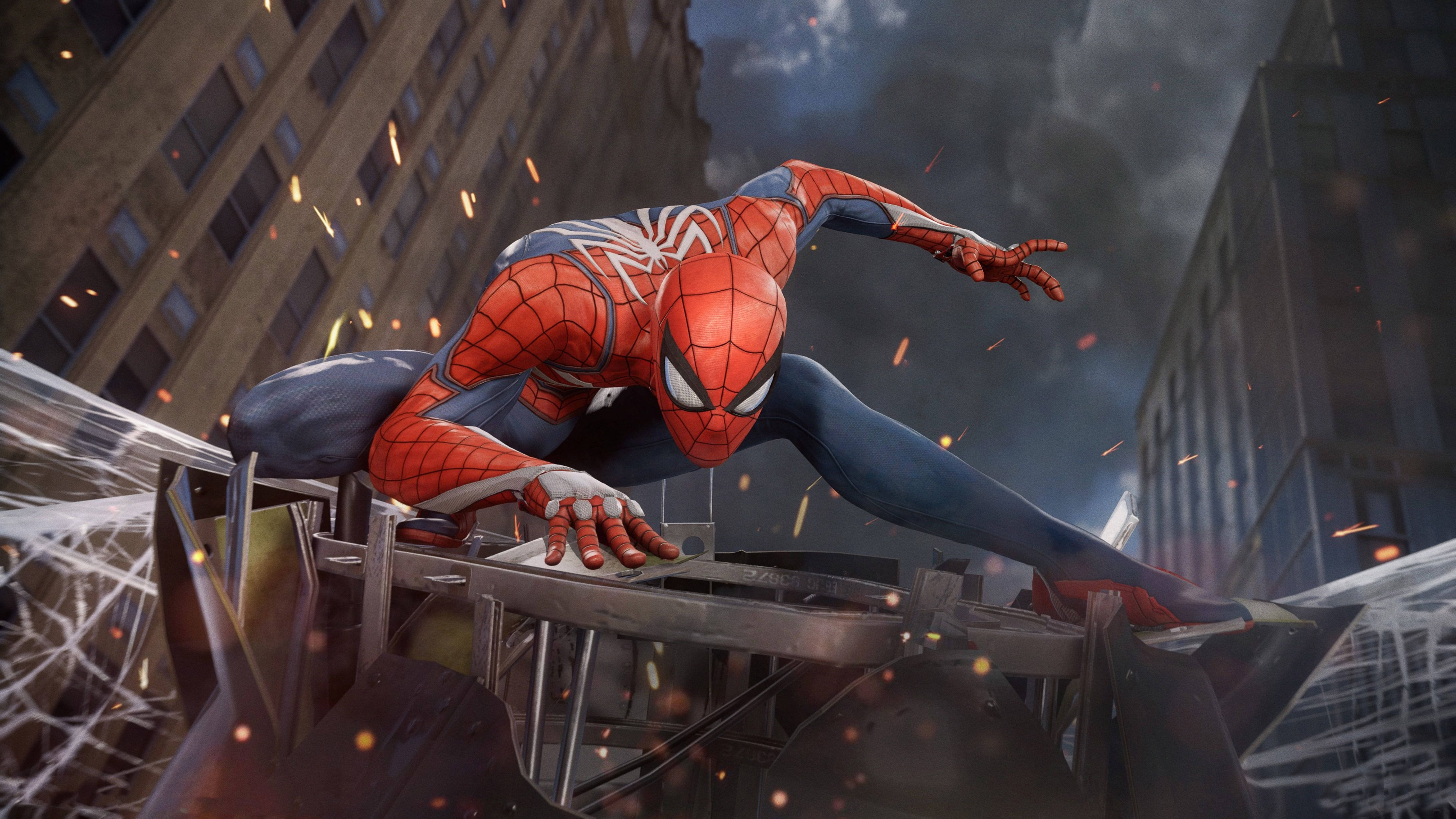 마블 스파이더맨 슈퍼히어로 포즈 4K PS4 배경화면