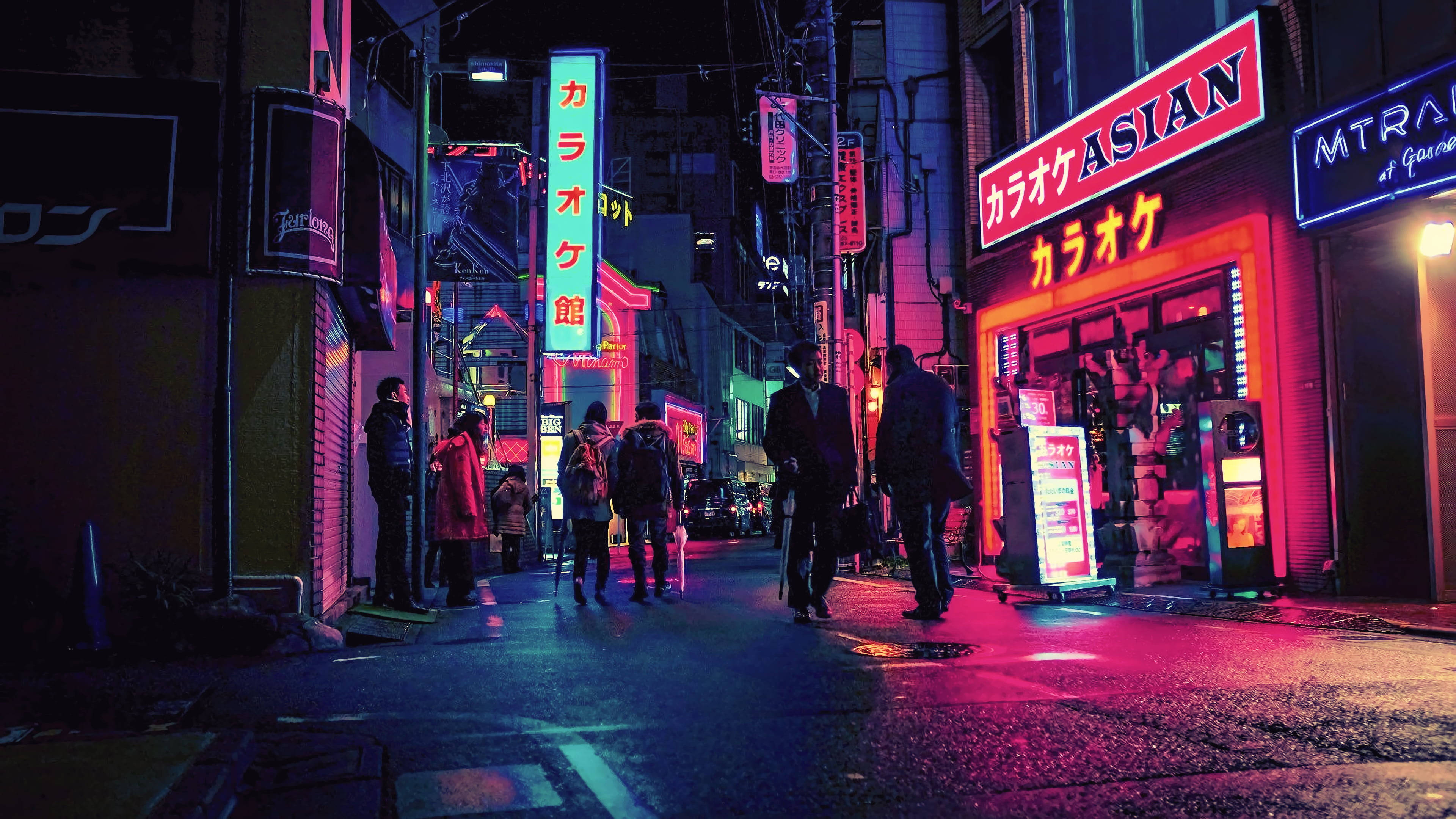 일본 4K 네온사인 배경화면