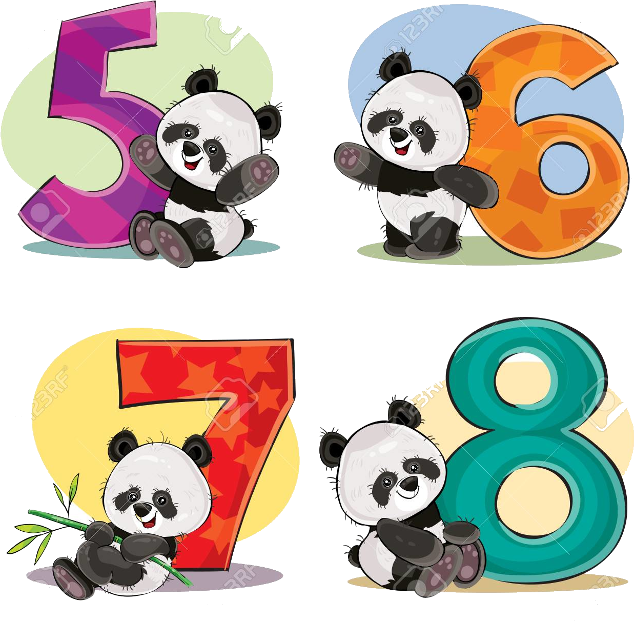 판다_ 숫자_5부터_8까지 배경화면