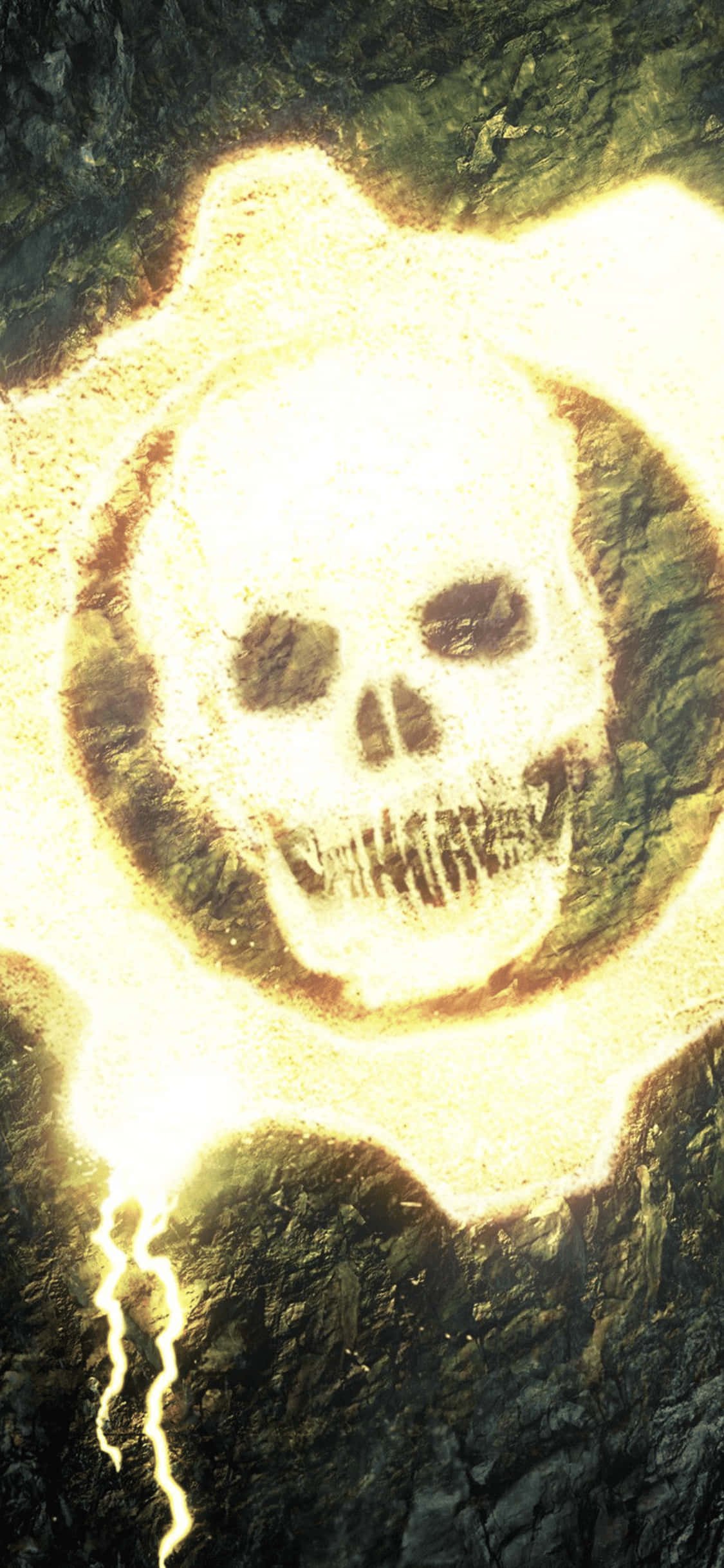 a skull is in the middle of a glowing ring 배경화면