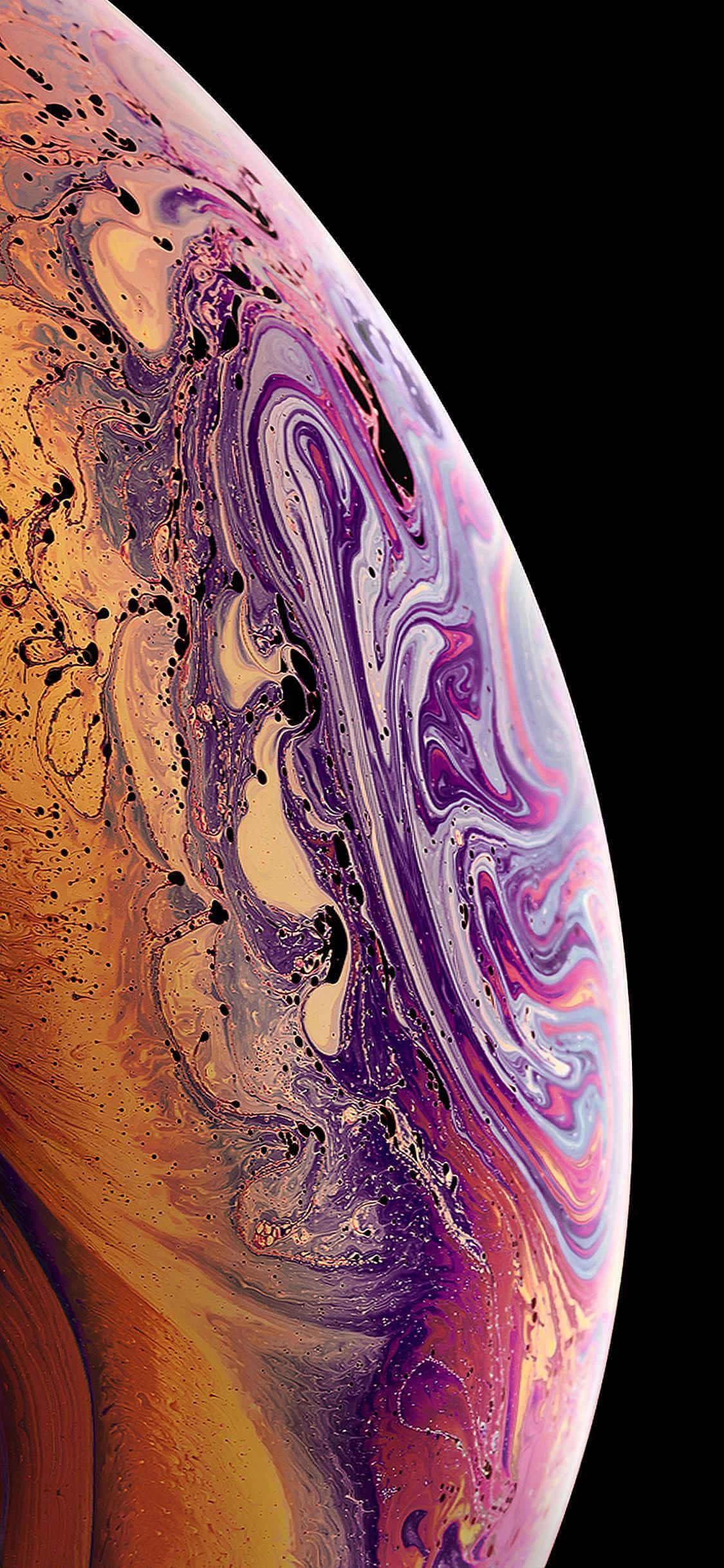 Apple iPhone XS 퍼플 그라데이션 버블 배경화면
