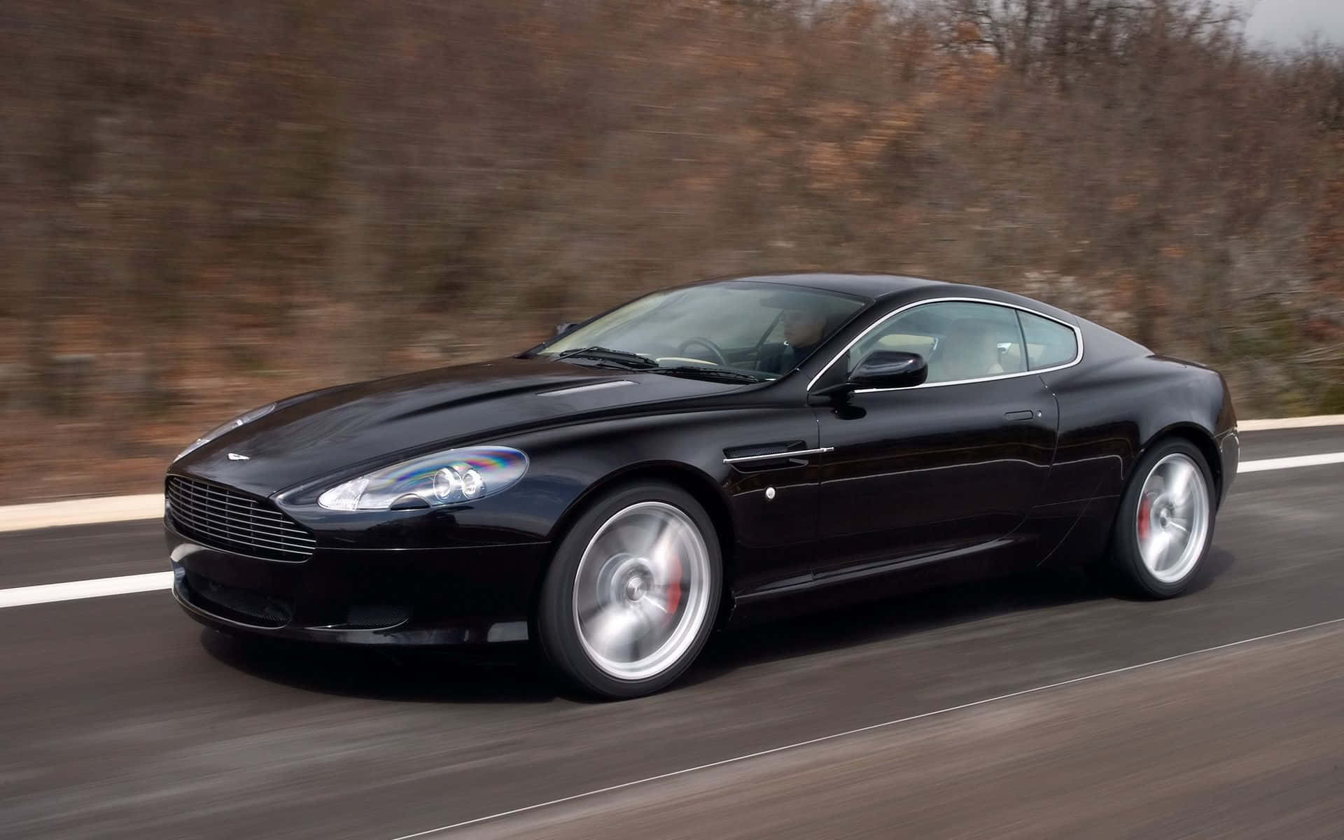 열린 도로 위의 우아한 Aston Martin DB9 배경화면