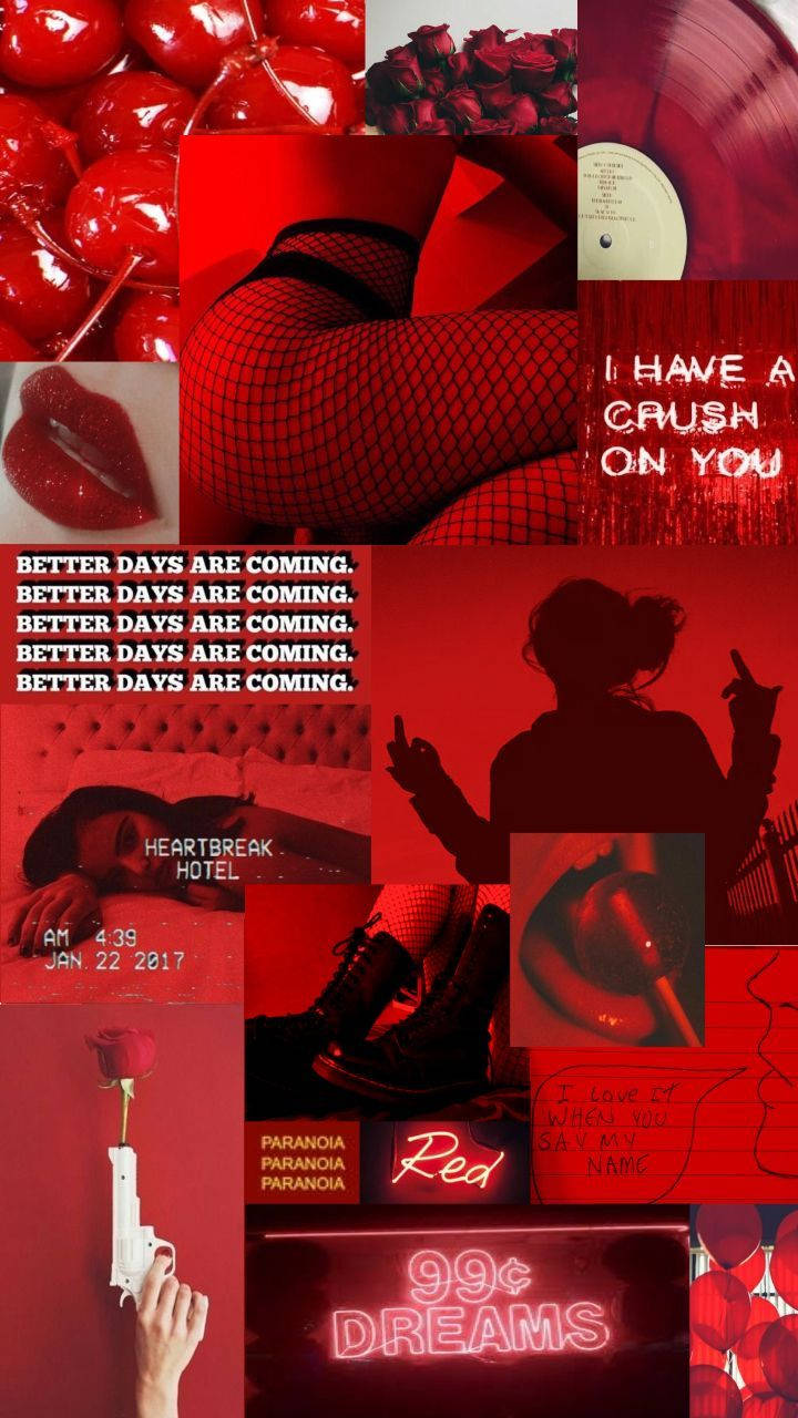 Baddie 다크 레드 감성 아이폰 배경화면