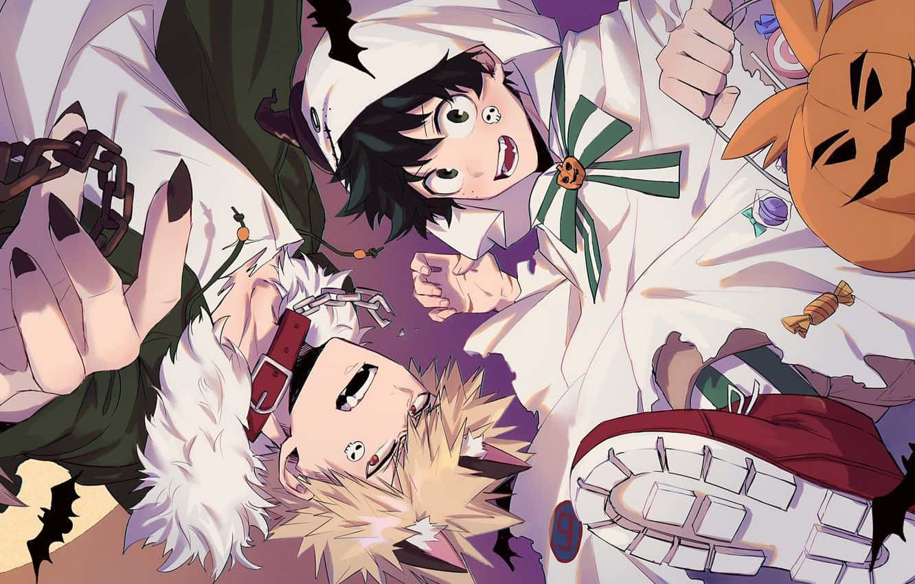 Bakugo와 Izuku Midoriya 마이 히어로 아카데미아 할로윈 코스튬 배경화면