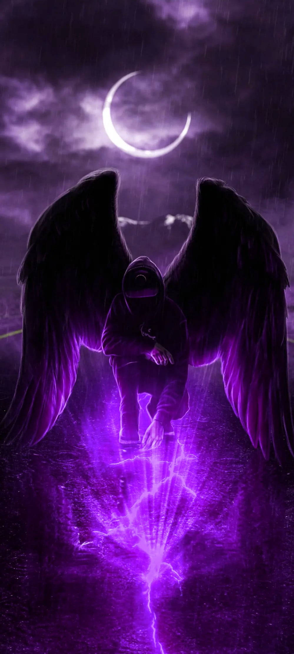 Black And Purple Aesthetic Angel 배경화면
