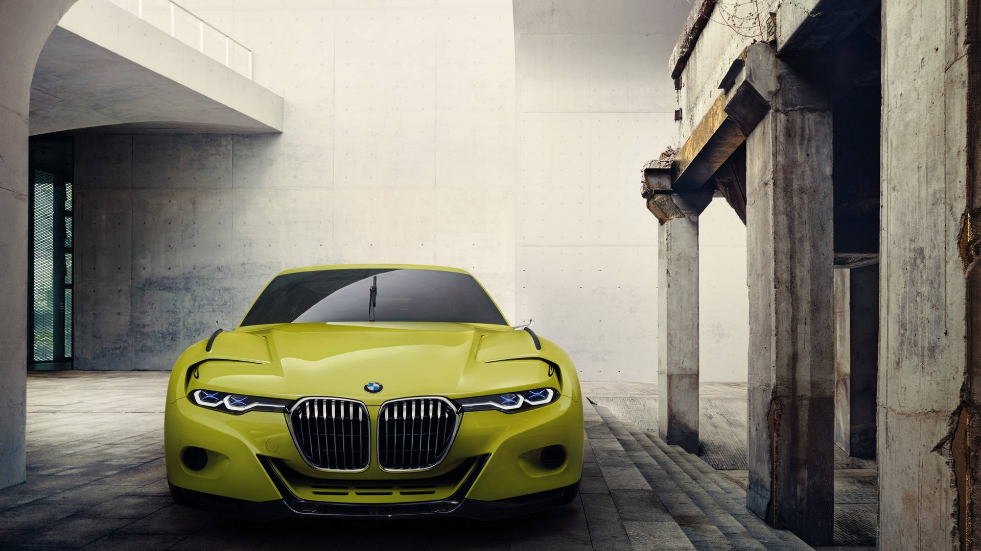 노란색 BMW 3.0 CSL 풀HD 배경화면