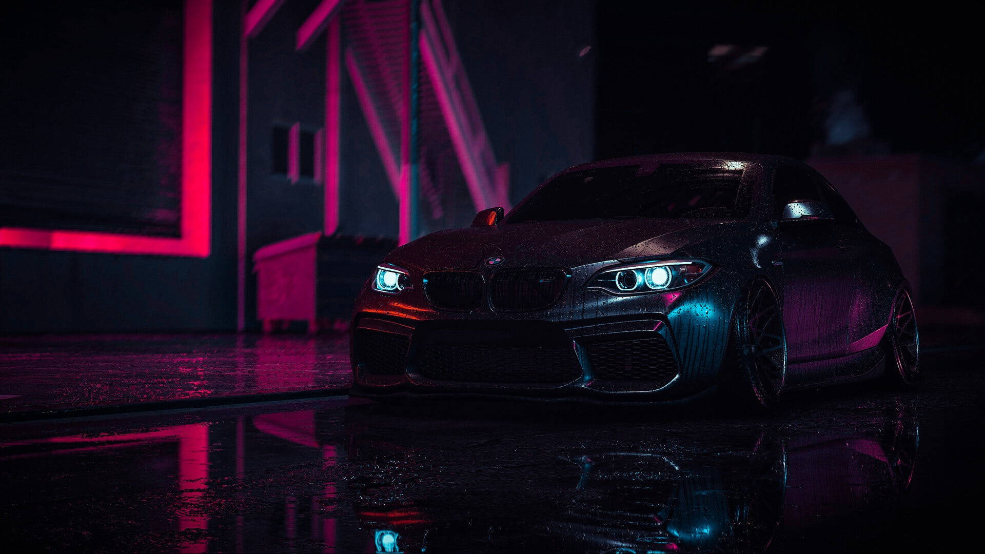 젖은 검은색 BMW 노트북 배경화면