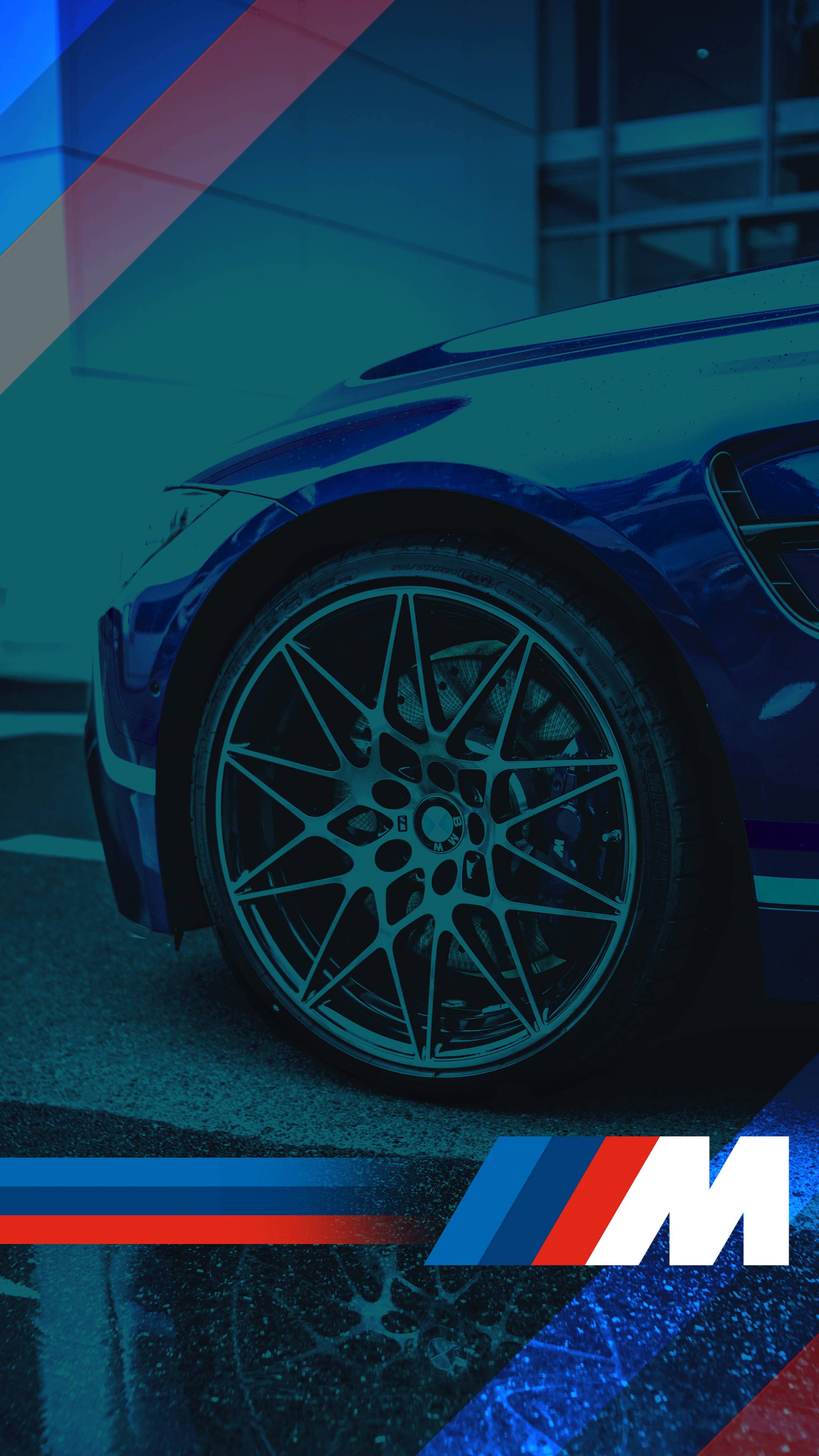 파란색 자동차 타이어 BMW M 로고 배경화면