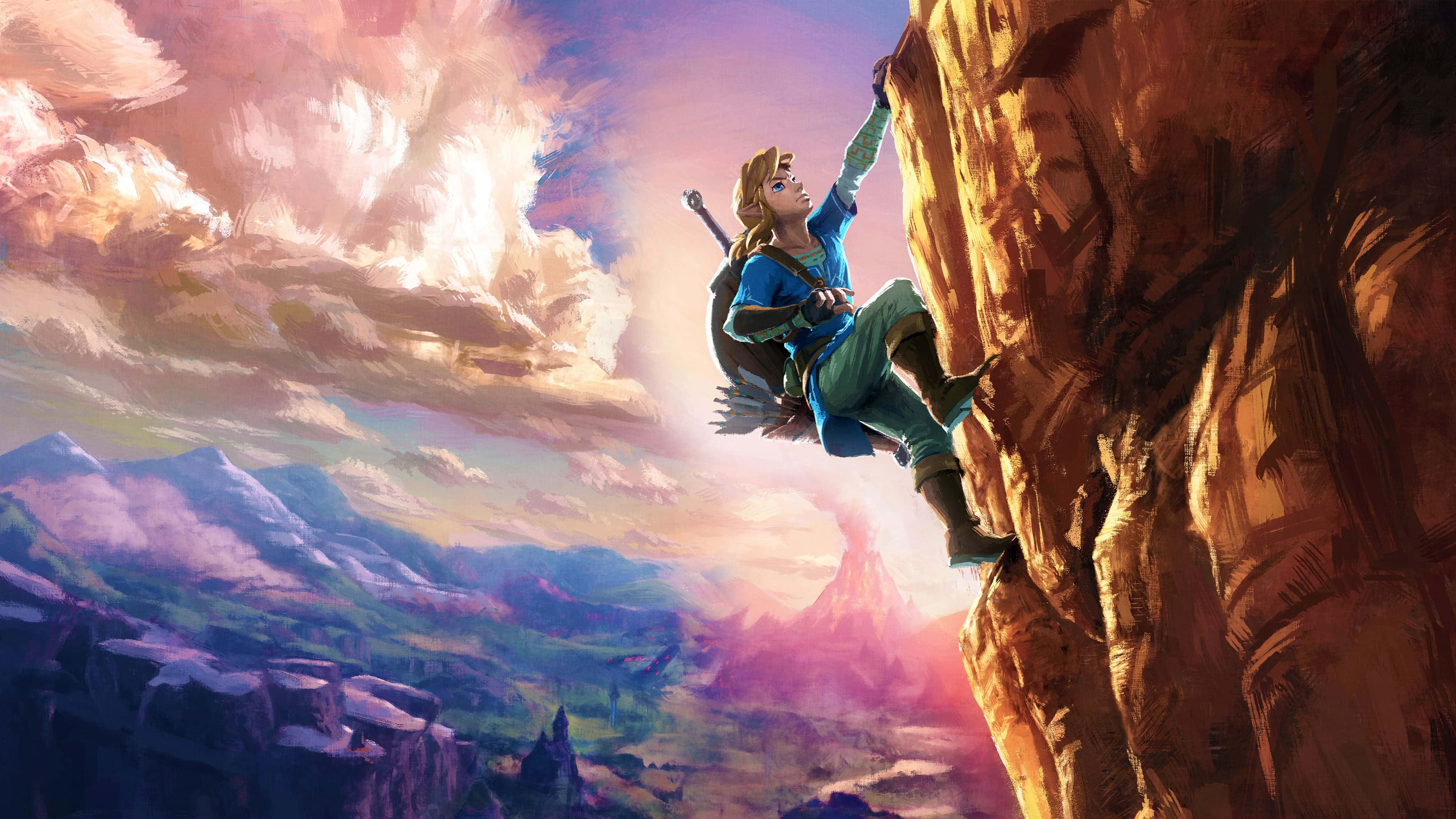 젤다 BOTW 링크 산 등반 배경화면