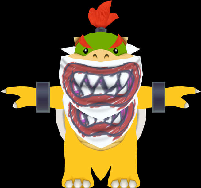 Bowser 만화 캐릭터 입 벌린 모습 배경화면