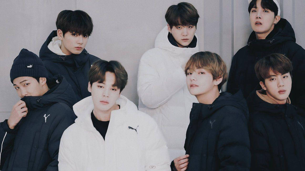 귀여운 두꺼운 재킷 입은 BTS 배경화면