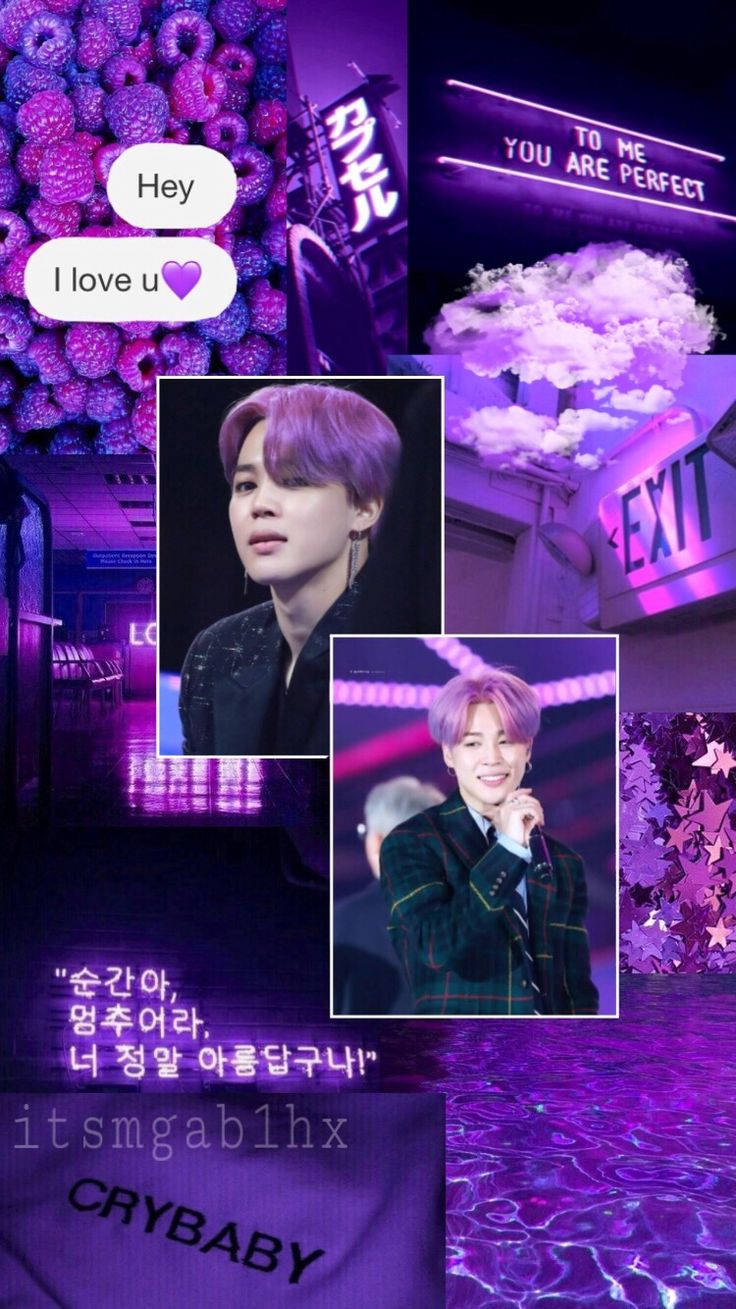BTS 감성 지민 보라색 팬아트 배경화면