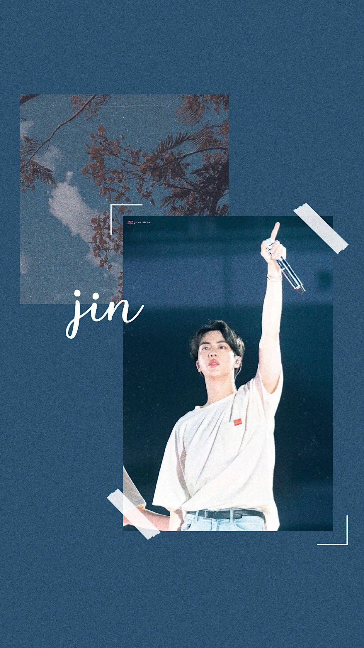 BTS 진 감성 딥 블루 그린 배경화면