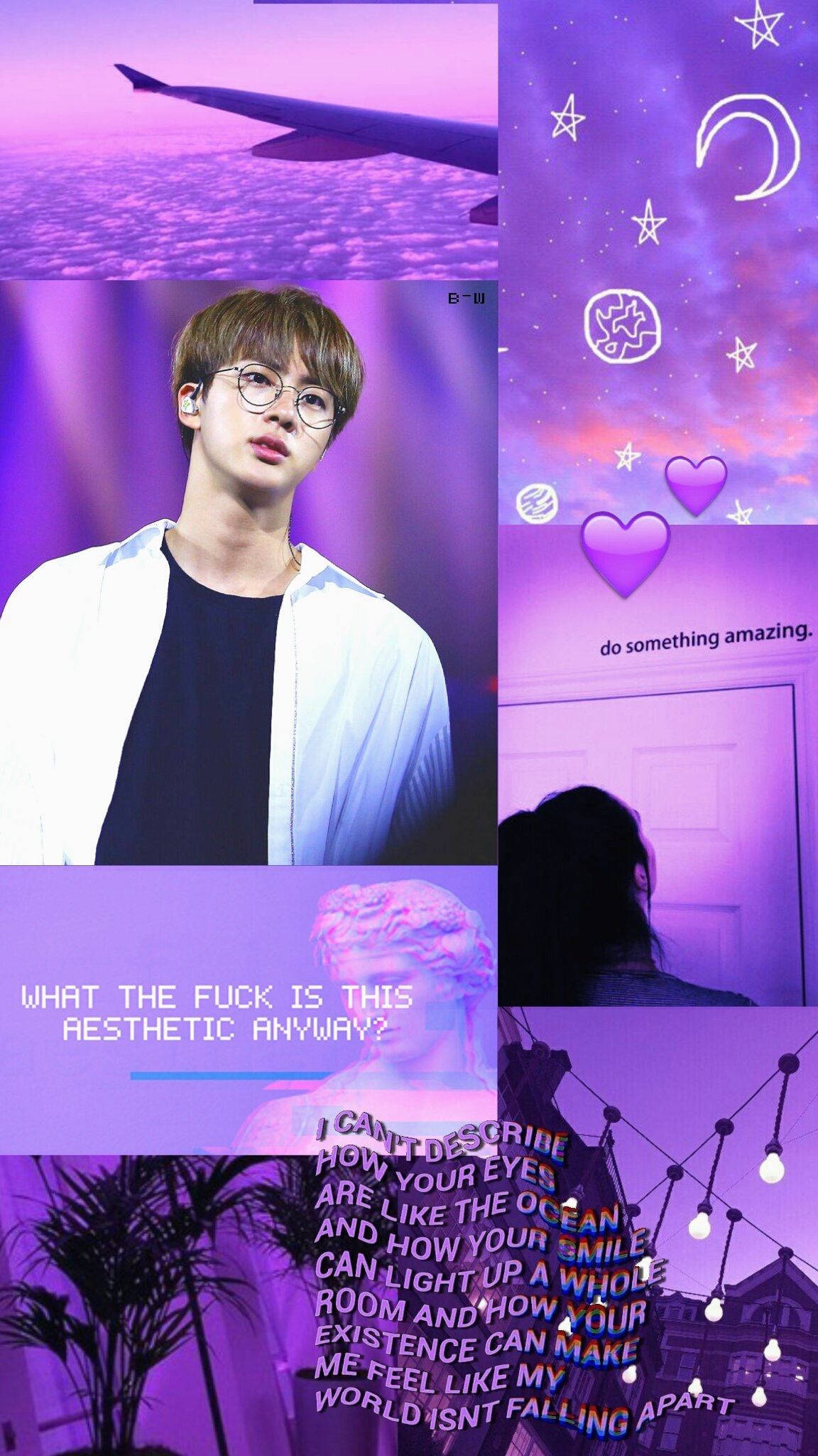 BTS 진 파스텔 퍼플 에스테틱 배경화면