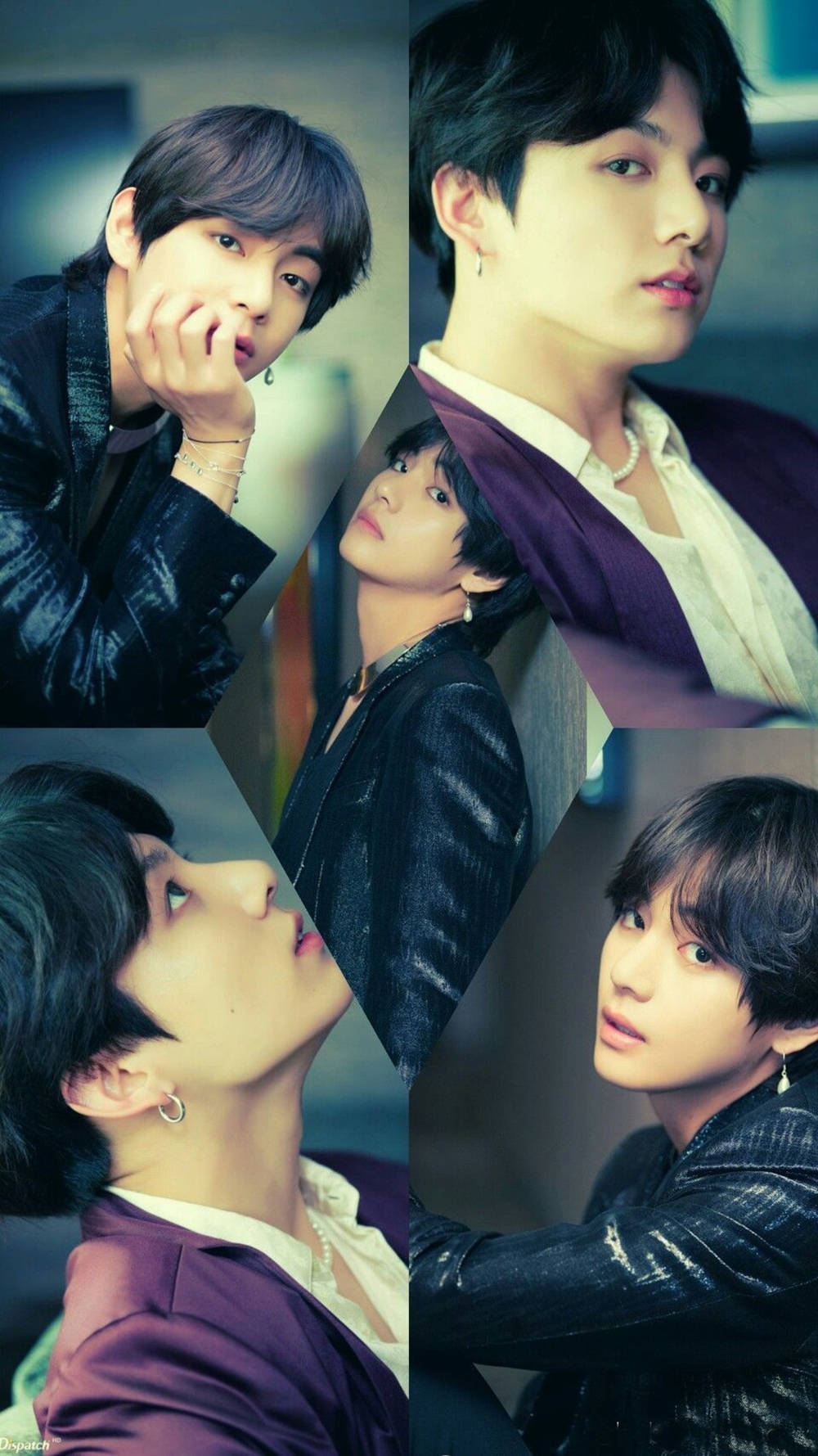 BTS JK와 V 콜라주 아트 배경화면