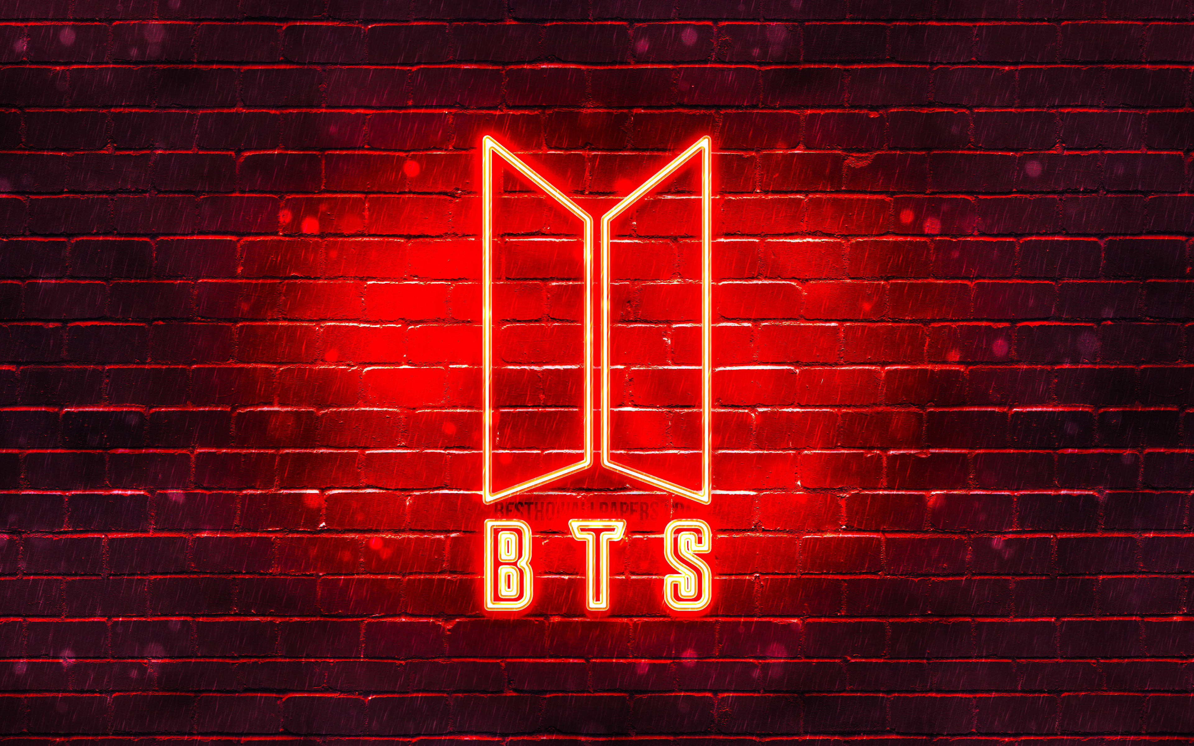 네온 레드 BTS 로고 배경화면
