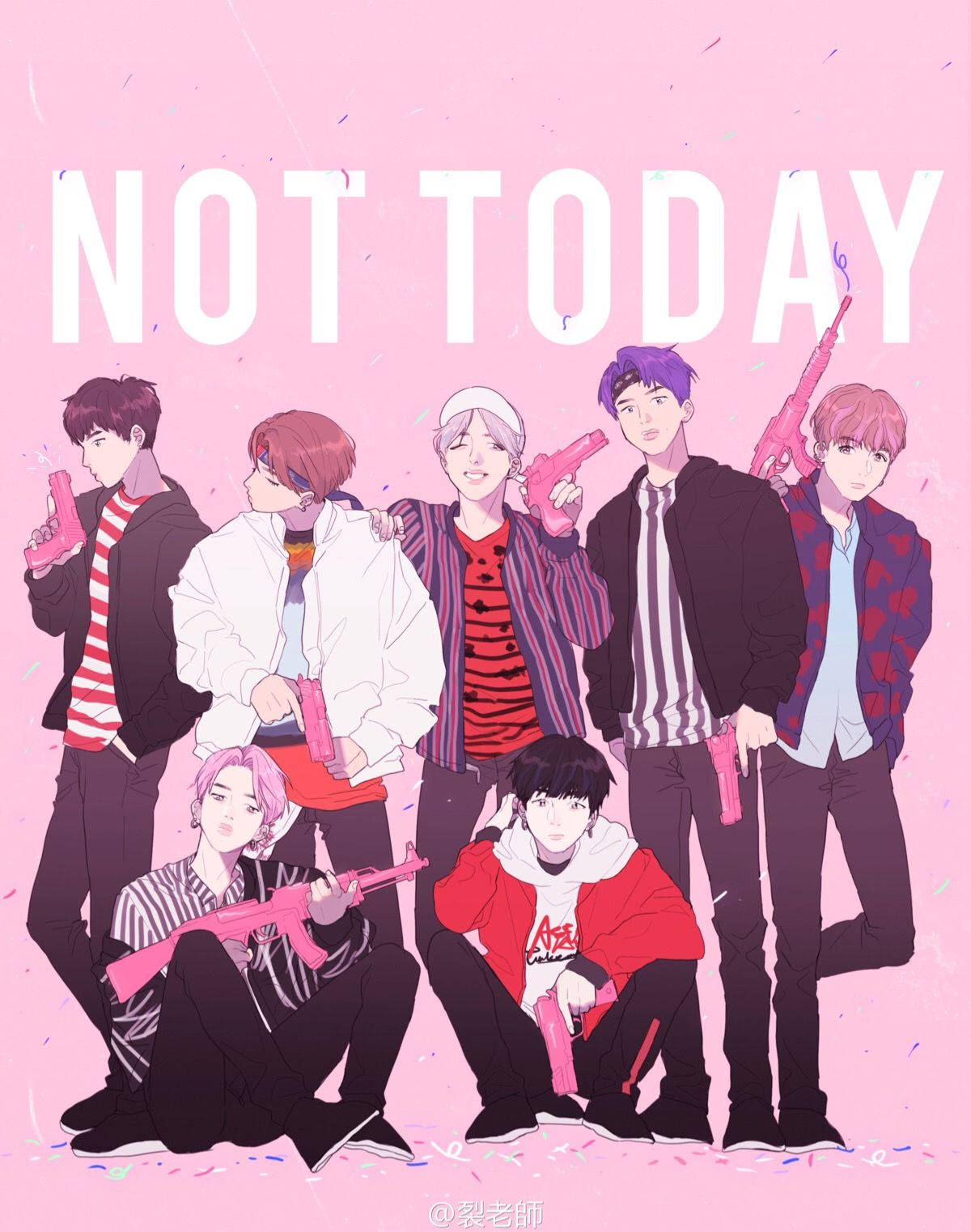 귀여운 BTS 드로잉 Not Today 배경화면