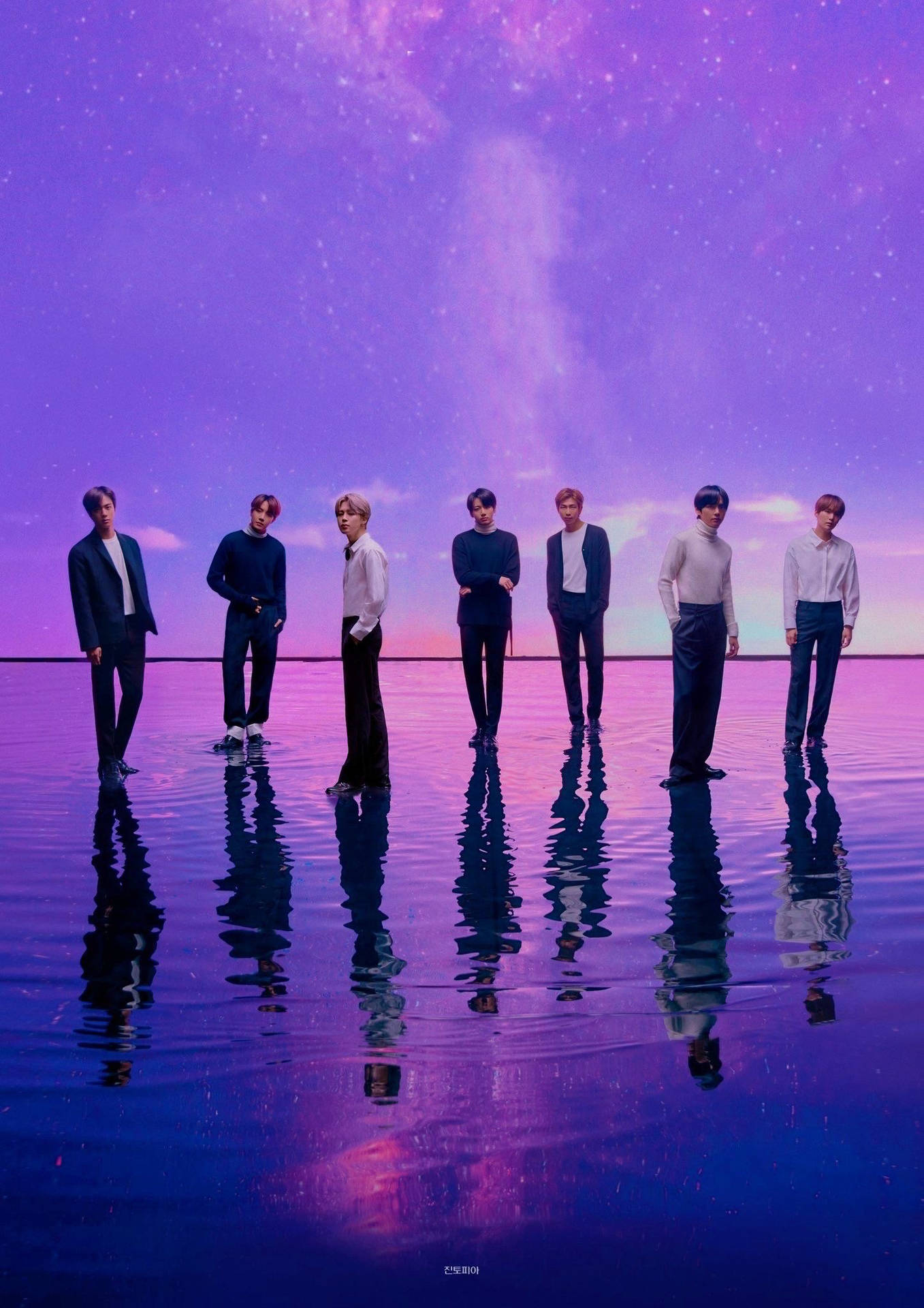 BTS OT7 파스텔 퍼플 배경 월페이퍼