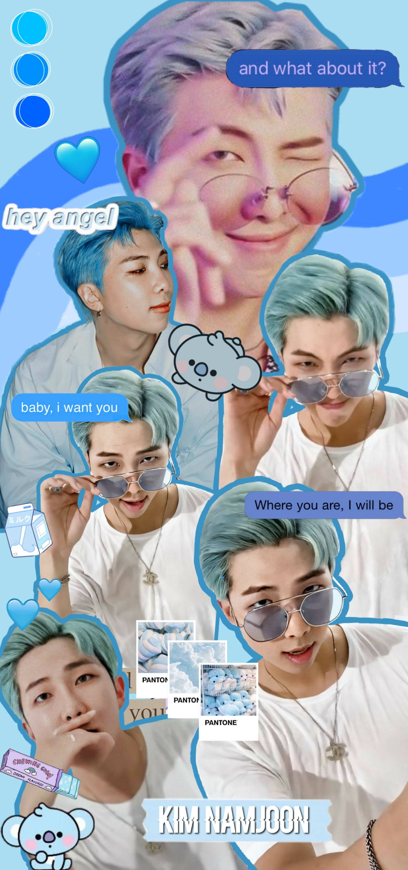 블루 에스테틱 BTS RM 큐트 배경화면