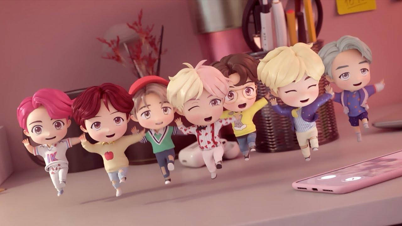BTS TinyTAN 캐릭터 댄싱 노트북 배경화면