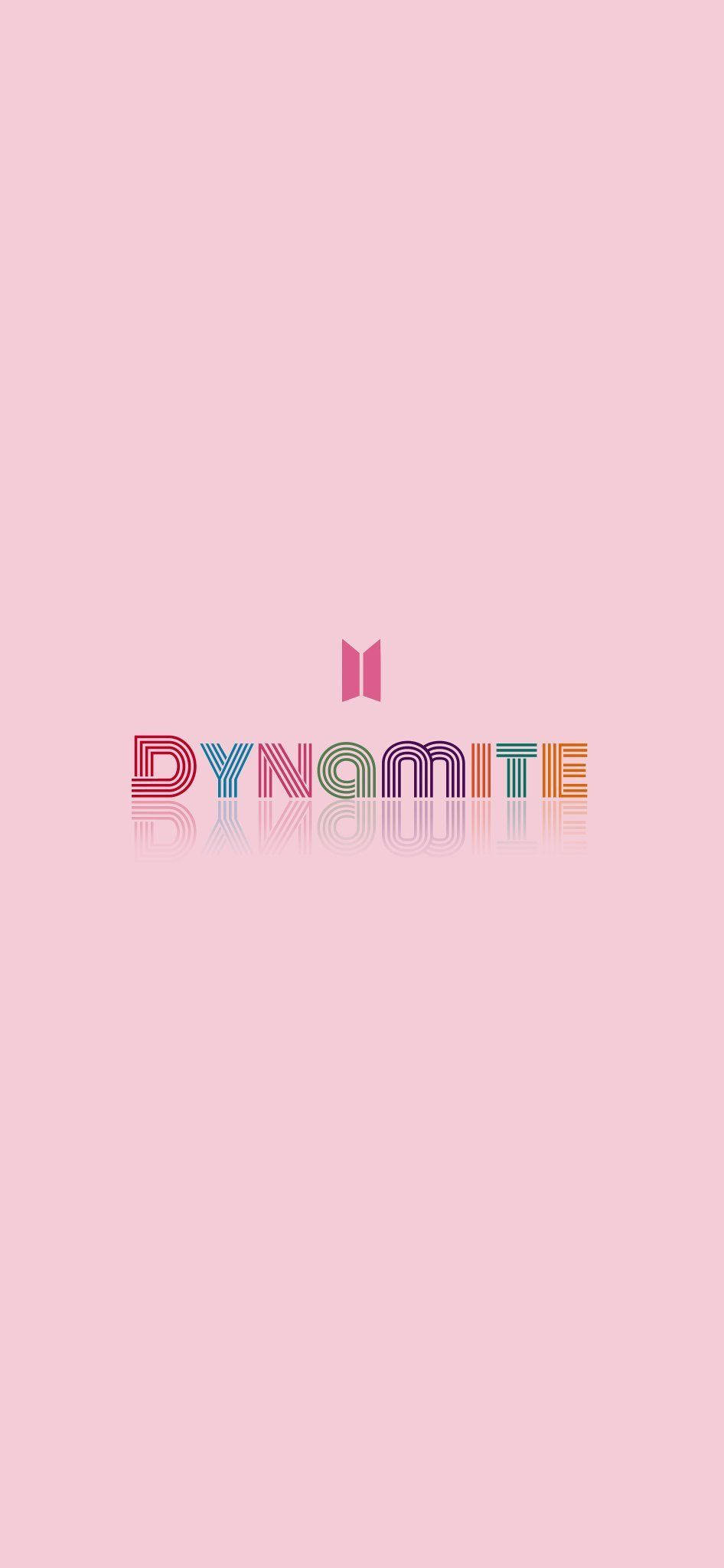 심플한 핑크 BTS 다이너마이트 로고 배경화면