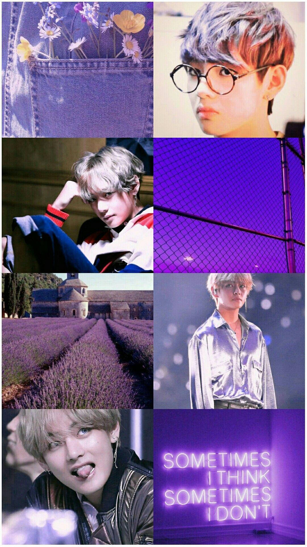 BTS 멤버 V 퍼플 라이트 감성 배경화면