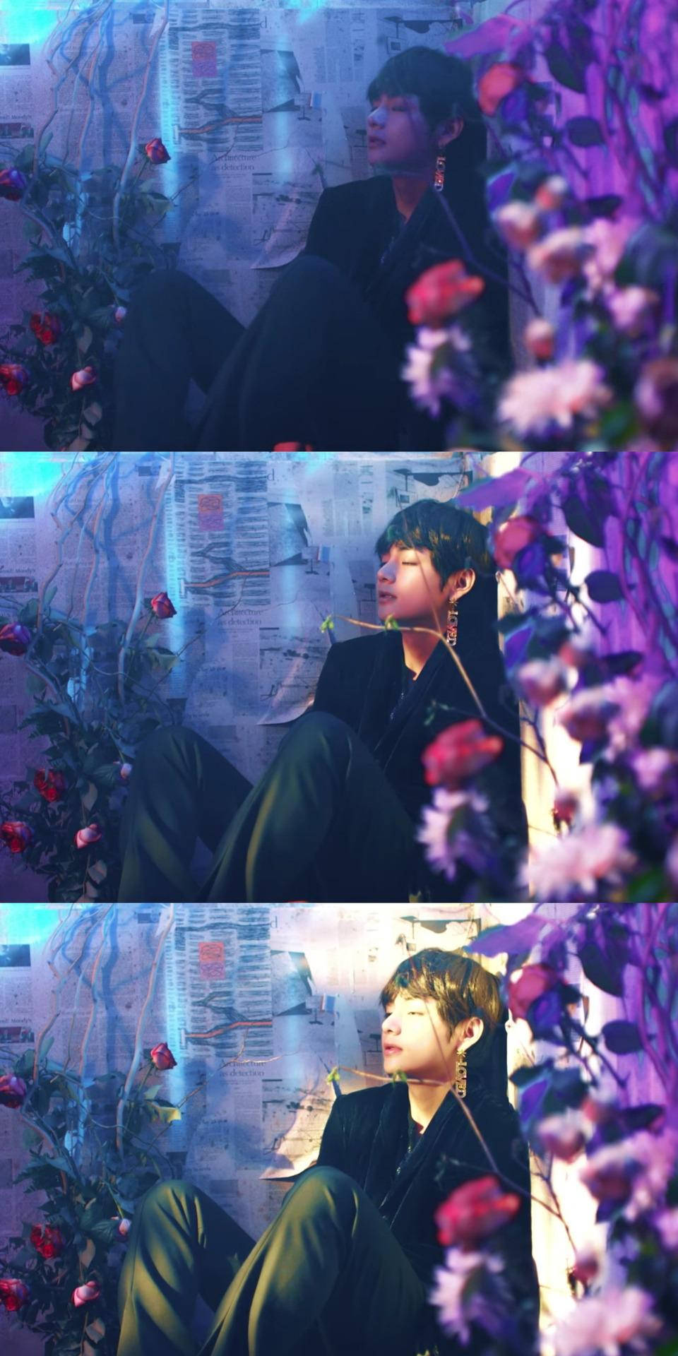 BTS V 꽃 벽 감성 배경화면