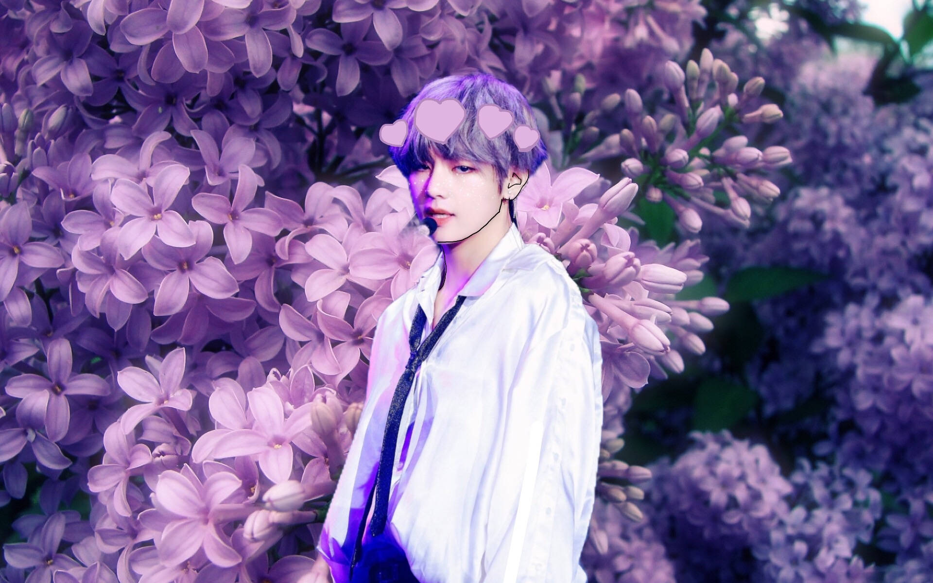 BTS 보라색 V 꽃 감성 배경화면
