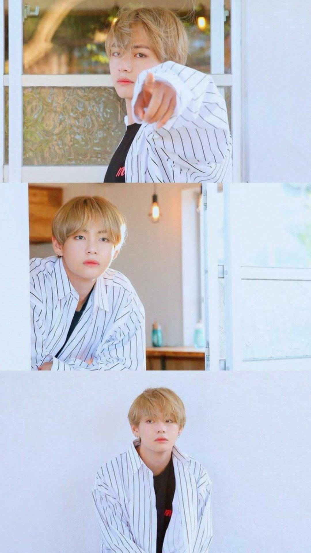BTS V 화이트 콜라주 배경화면
