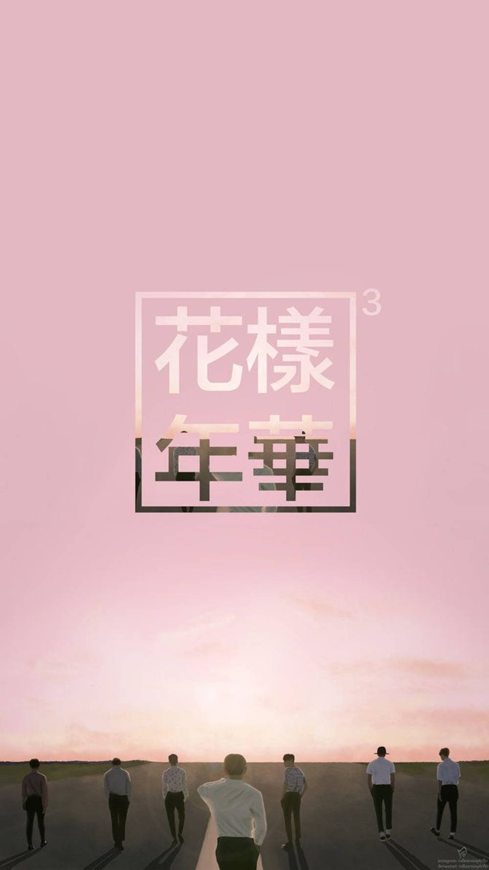 세련된 핑크 BTS 폰 화면 포스터 배경화면