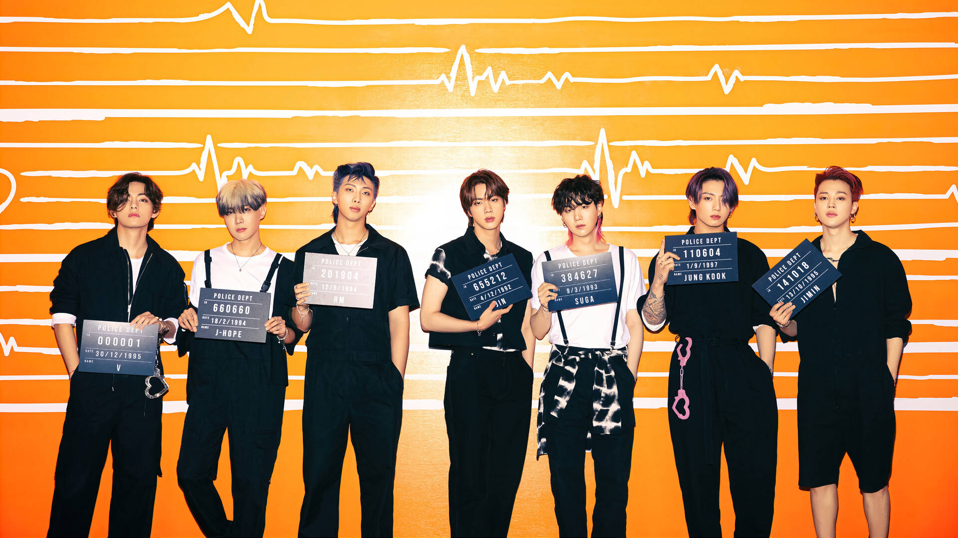 BTS 그룹 사진 머그샷 배경화면