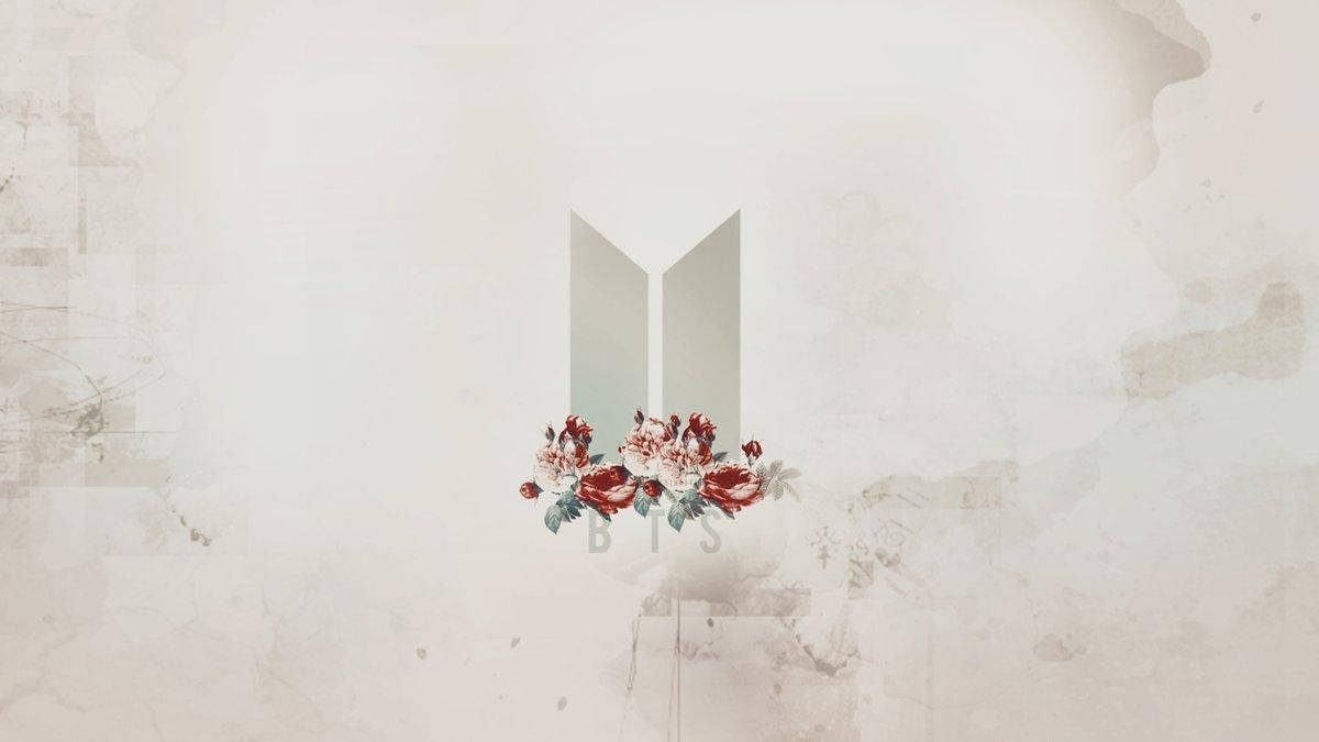BTS 로고 꽃 노트북 배경화면
