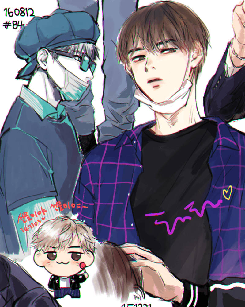 BTS 아님 페이스 마스크 착용 배경화면