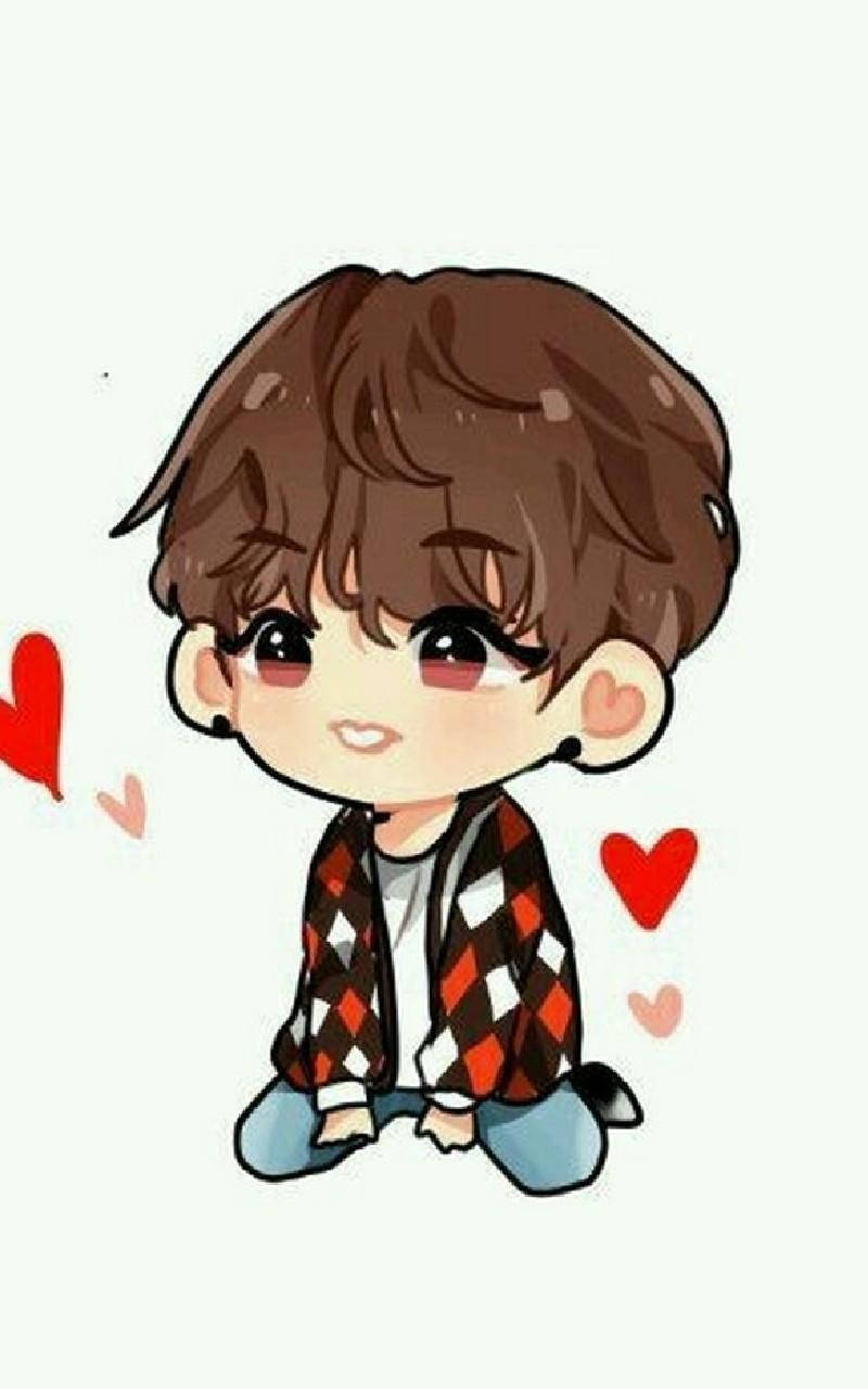 BTS 애니메이션 V 하트 배경화면