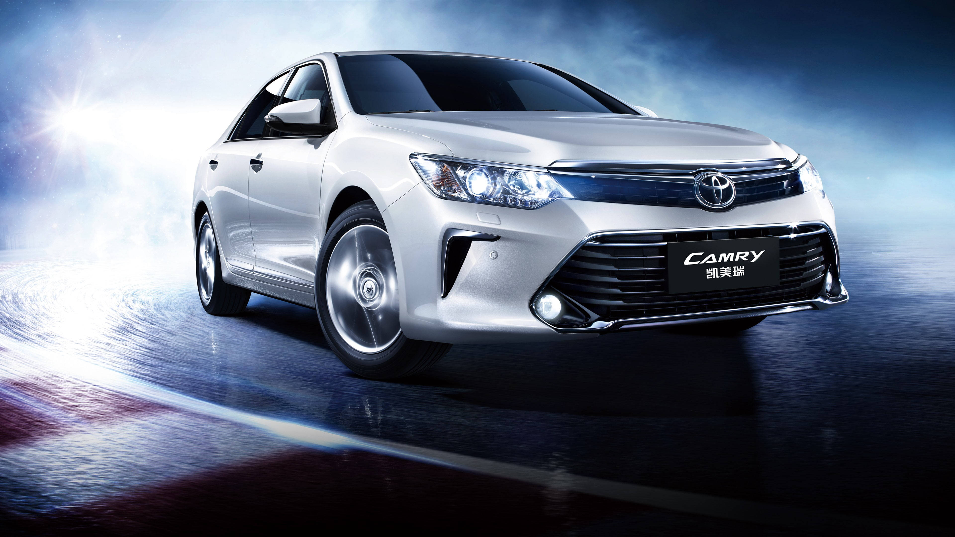 Camry 화이트 토요타 4K 스모크 배경화면