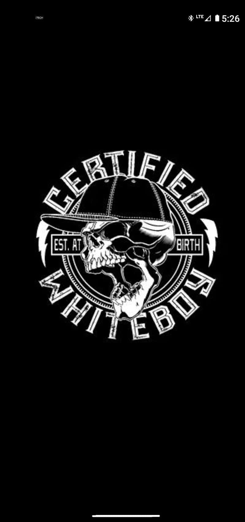 어두운 배경의 Certified White Boy 로고 배경화면